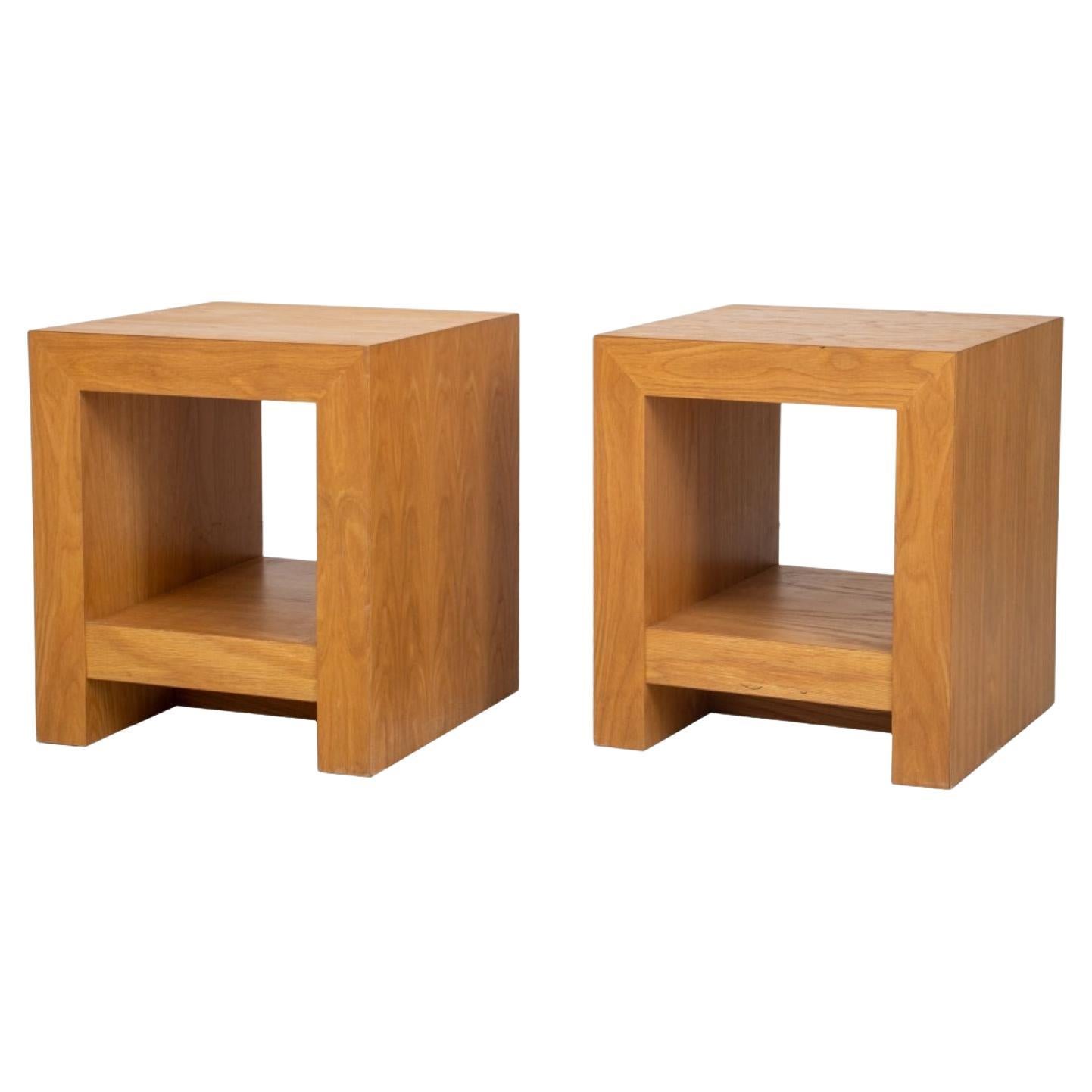 Composite Wood Cube End Tables, Pair For Sale