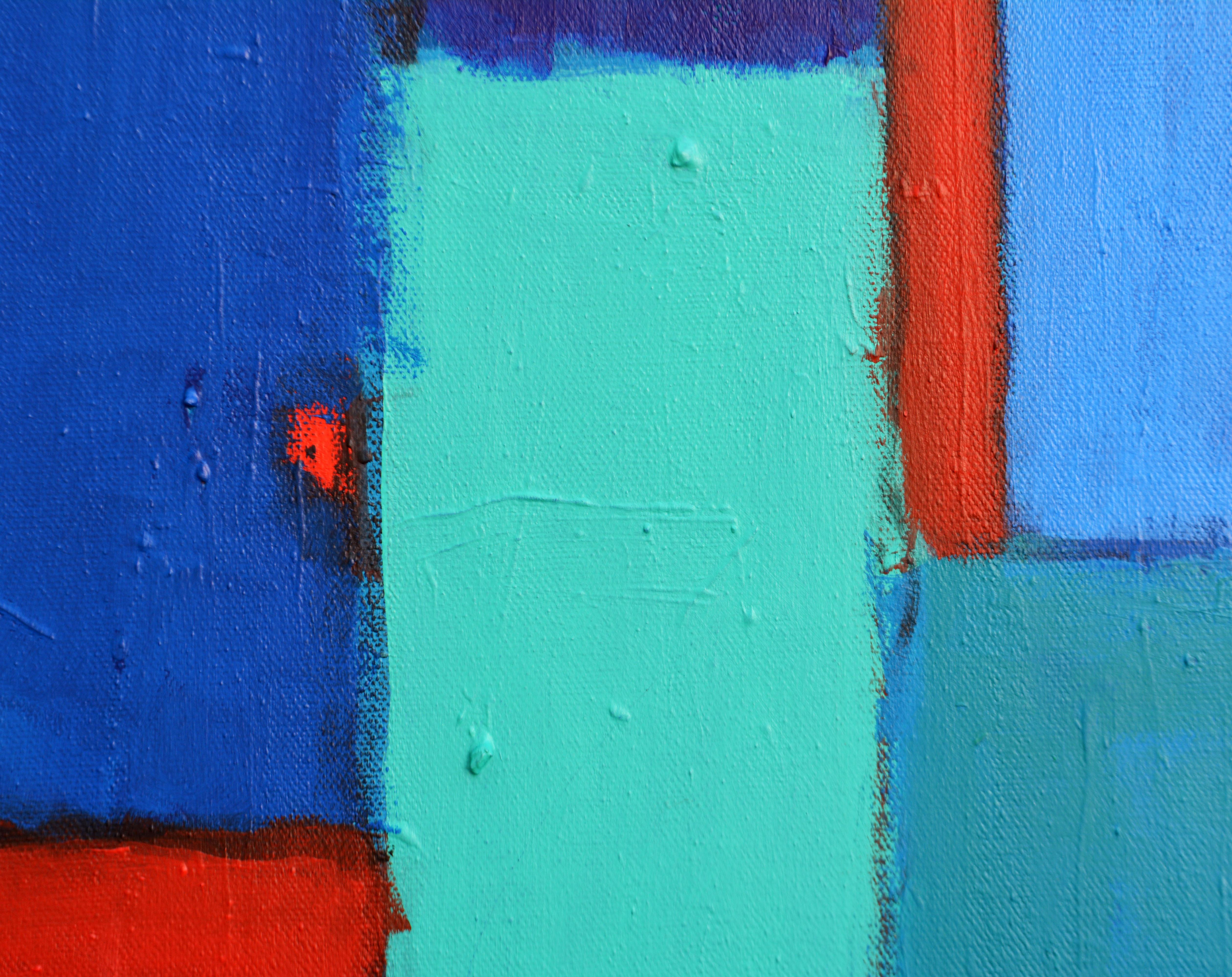 Contemporary 'Urban Landscape' Original Abstract Painting by Lars Hegelund, 30 x 36 in. For Sale