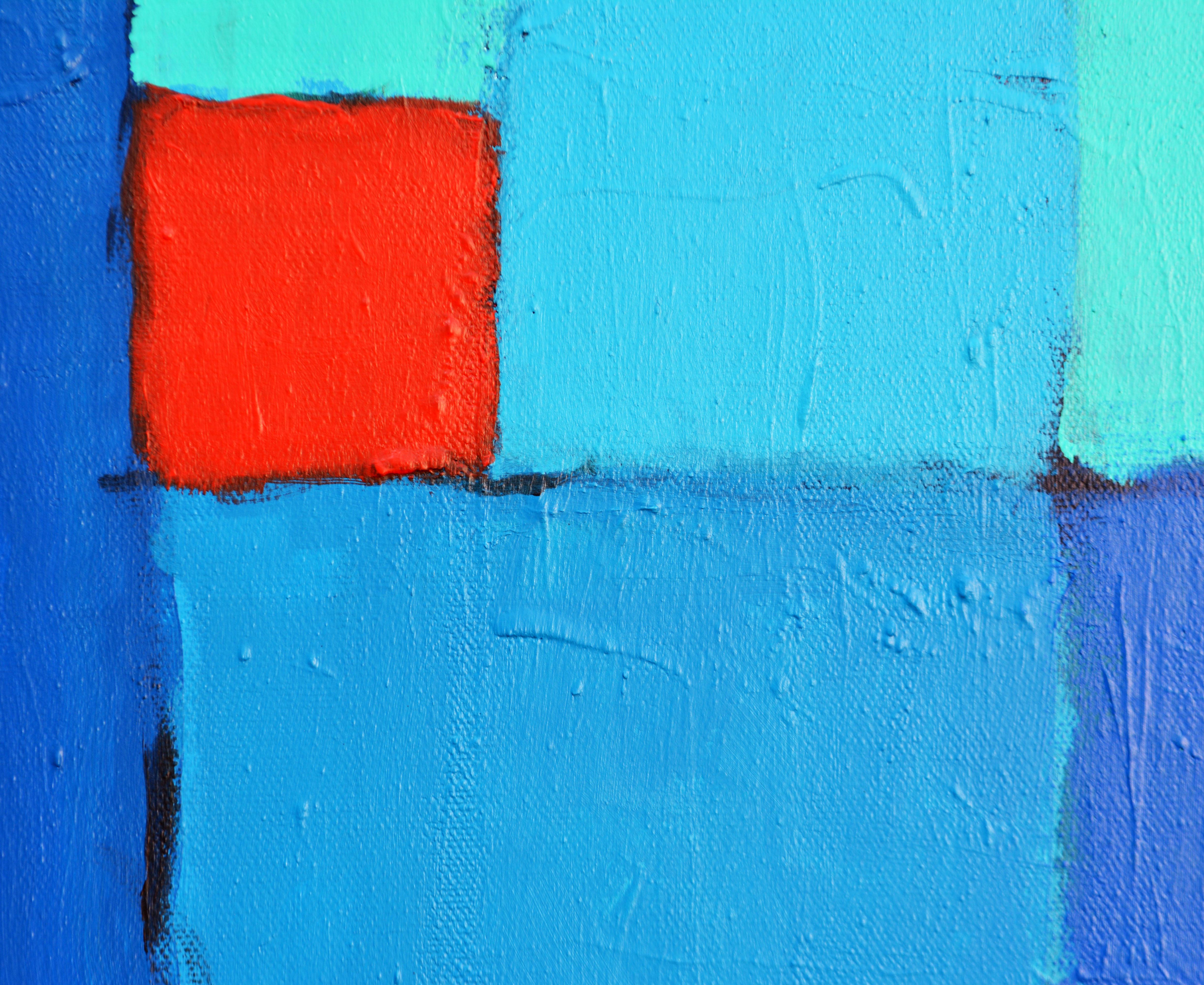 'Urban Landscape' Original Abstract Painting by Lars Hegelund, 30 x 36 in. For Sale 1