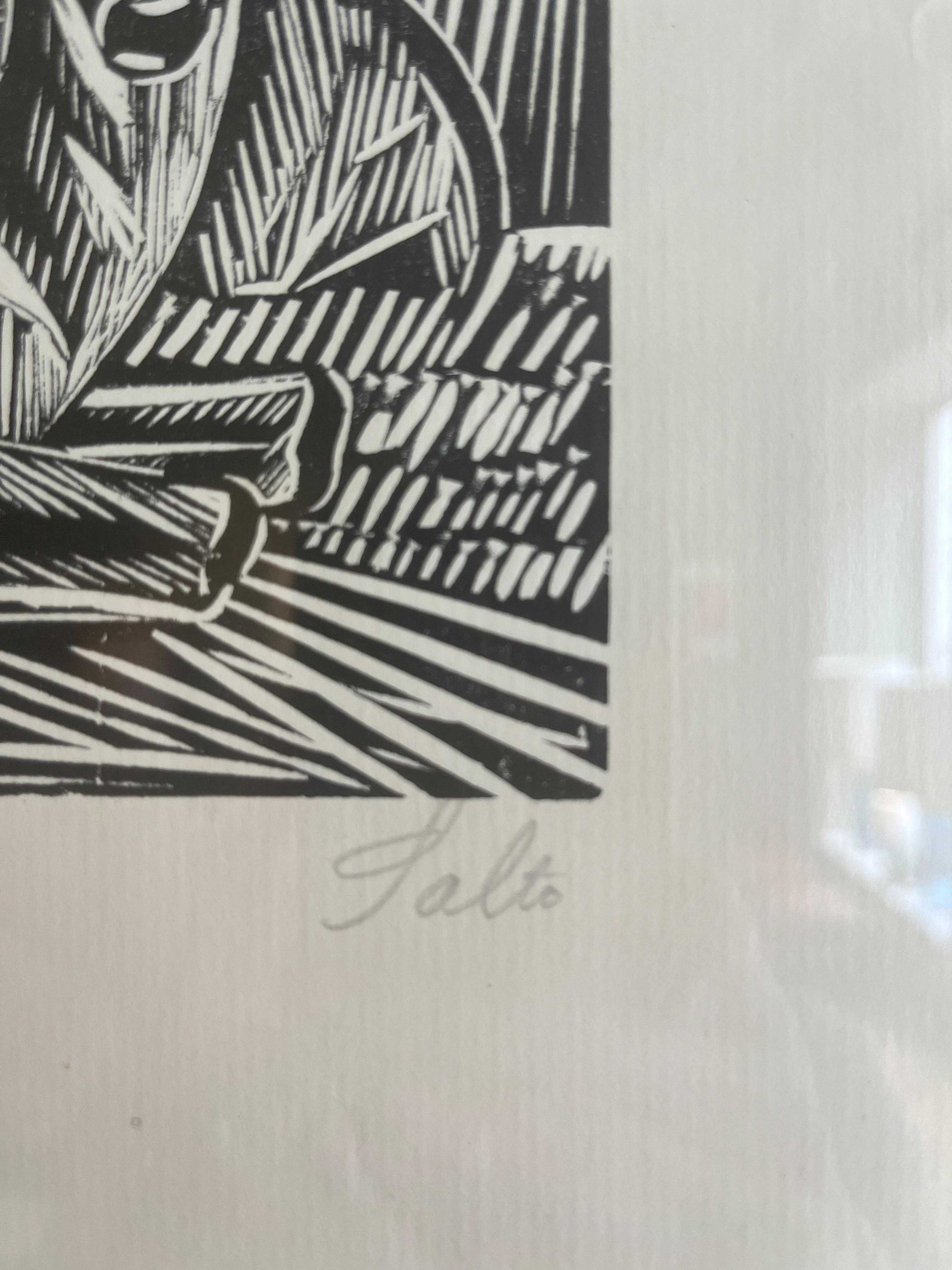 Danois Composition d'Axel Salto, gravure sur bois en vente