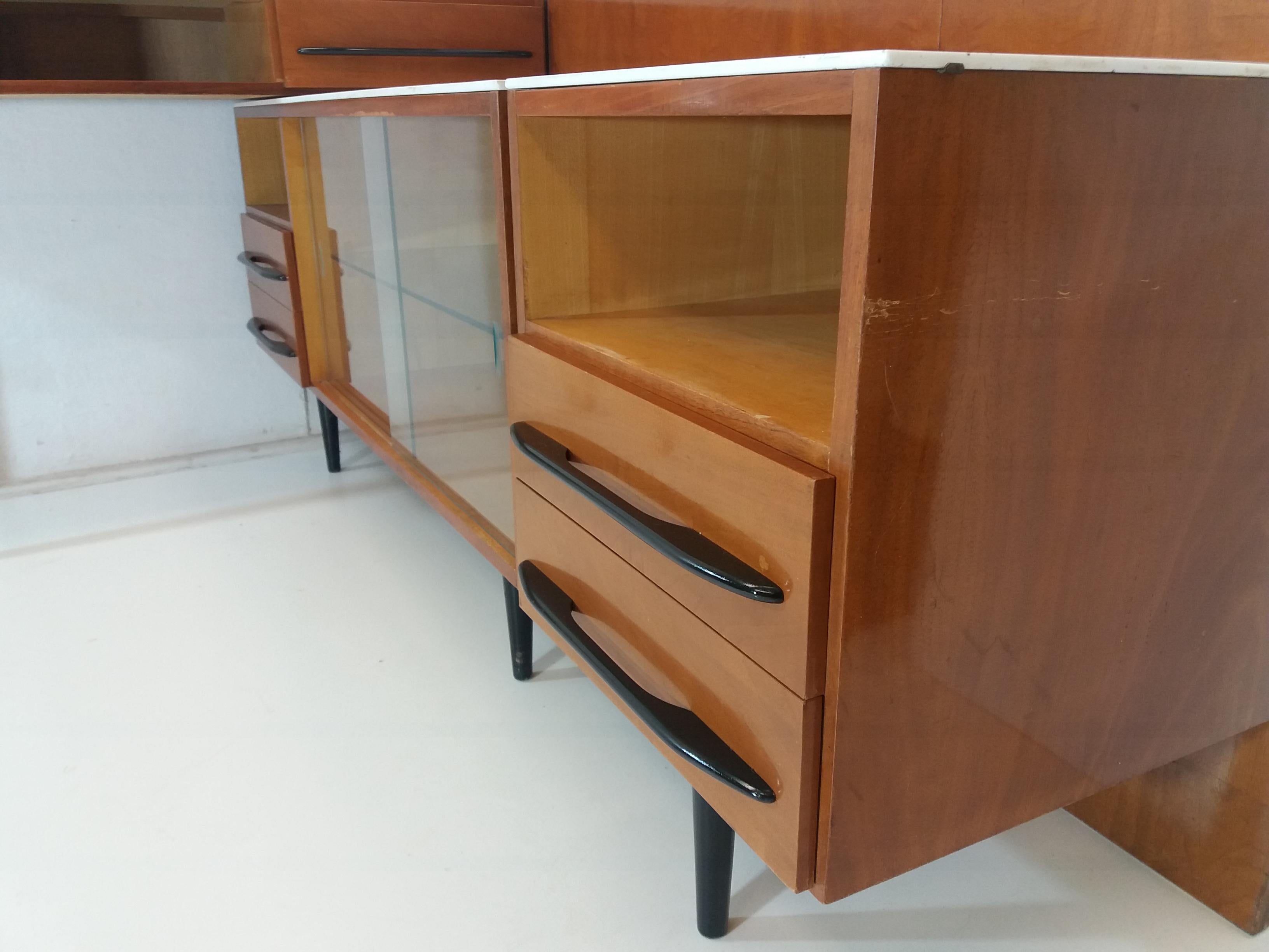 Composition Chest of Drawer and Writing Desk Designed by Mojmít Požár, 1960s For Sale 7