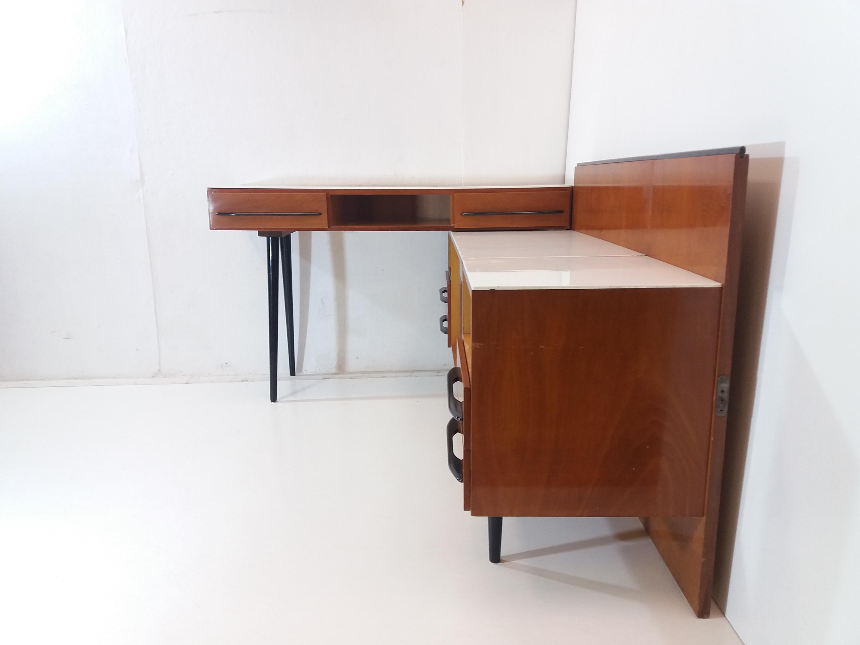Composition Chest of Drawer and Writing Desk Designed by Mojmít Požár, 1960s In Good Condition For Sale In Praha, CZ
