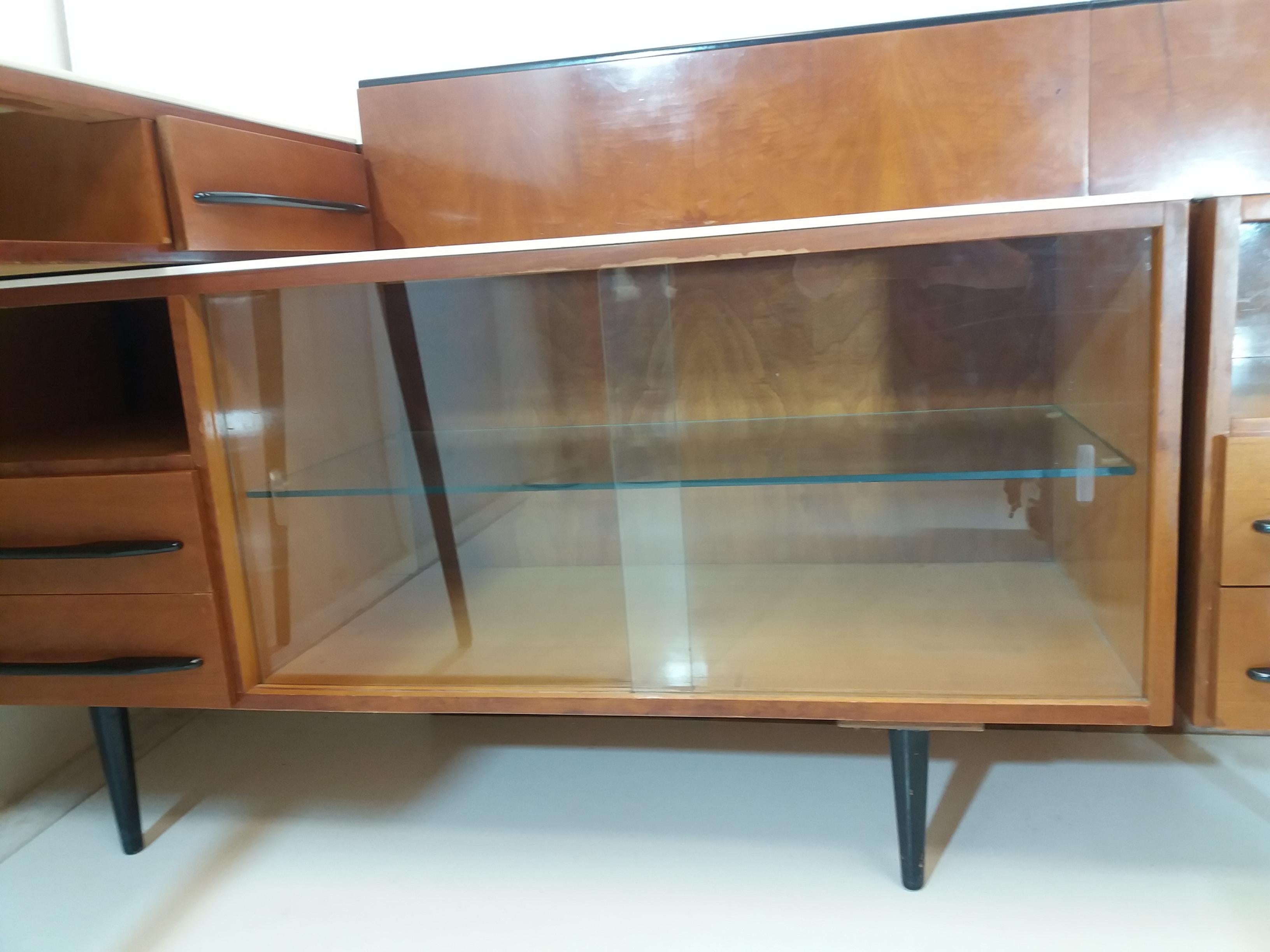 Wood Composition Chest of Drawer and Writing Desk Designed by Mojmít Požár, 1960s For Sale
