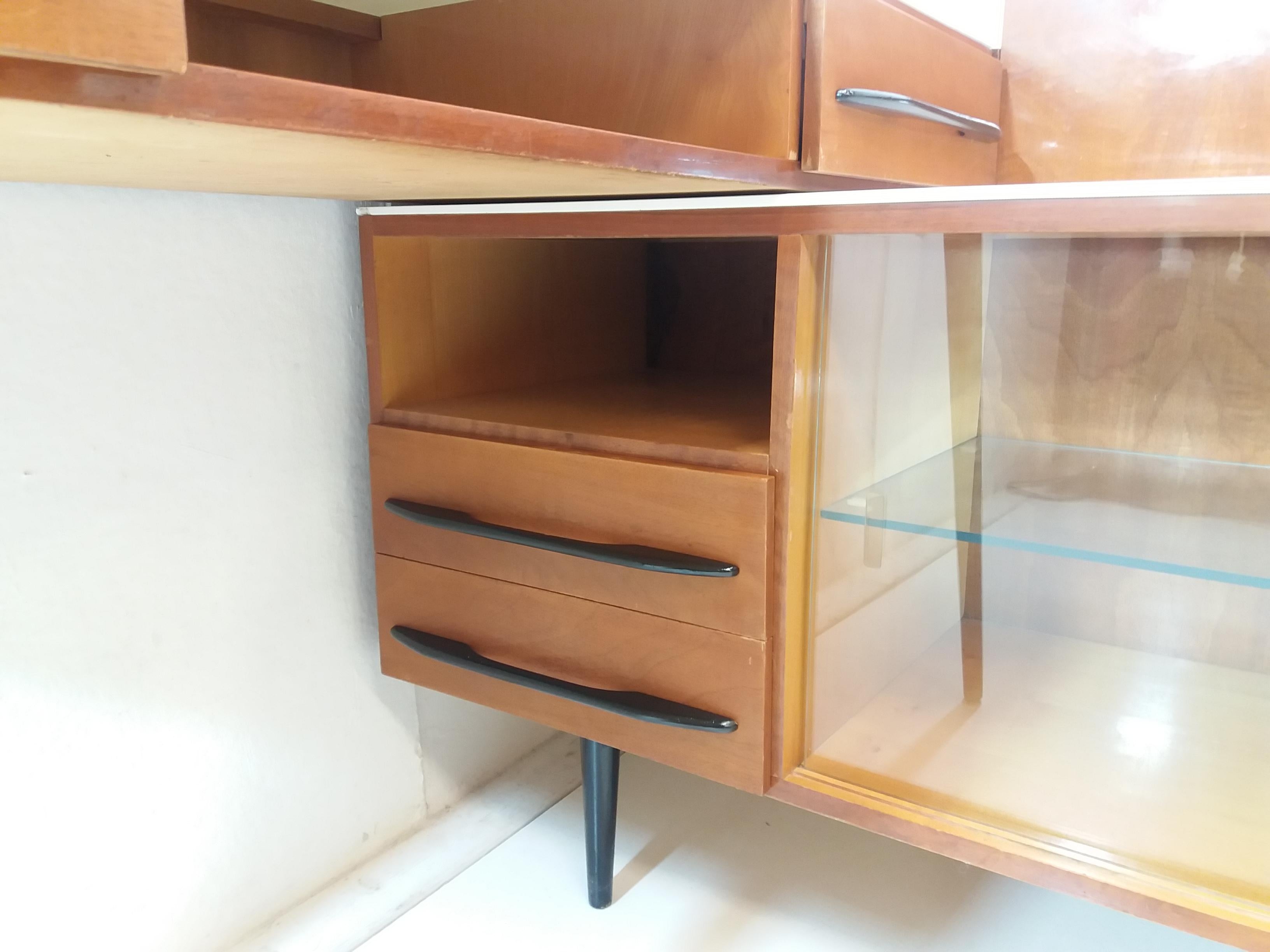 Composition Chest of Drawer and Writing Desk Designed by Mojmít Požár, 1960s For Sale 1