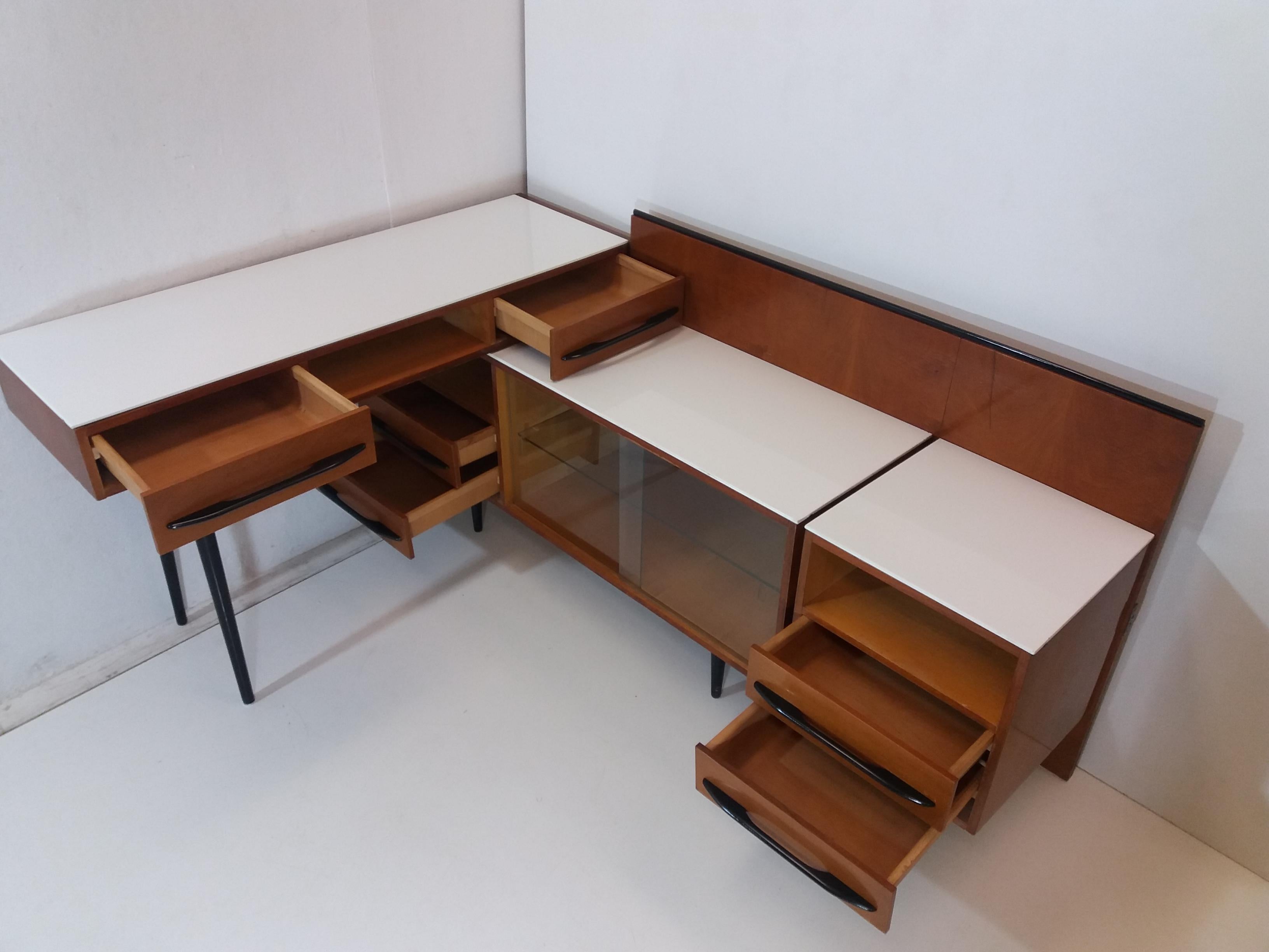 Composition Chest of Drawer and Writing Desk Designed by Mojmít Požár, 1960s For Sale 2