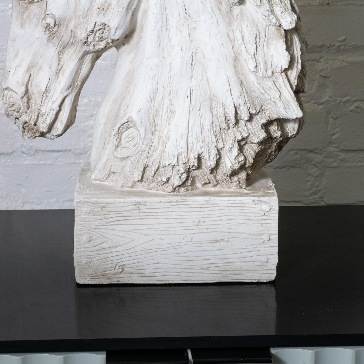 Composition faux wood horse head sculpture For Sale 6
