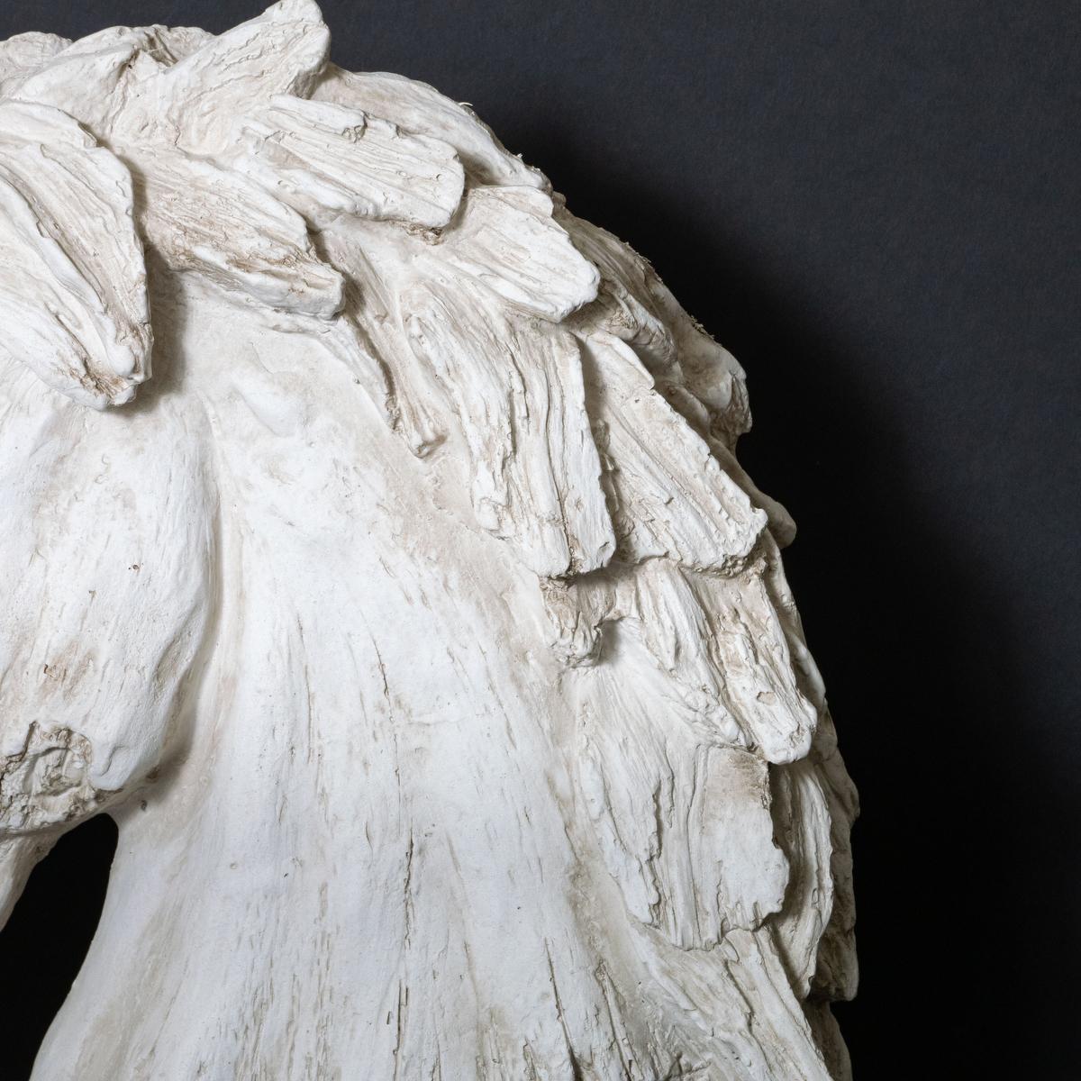 Composition faux wood horse head sculpture For Sale 9