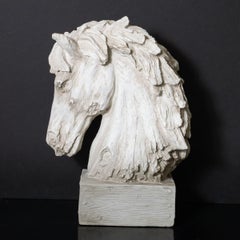 Composition faux wood horse head sculpture