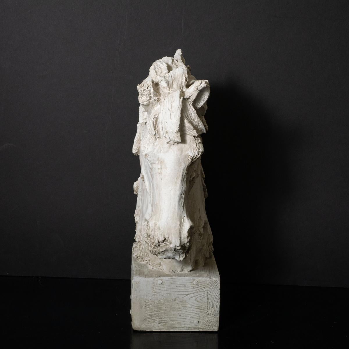 Late 20th Century Composition faux wood horse head sculpture For Sale