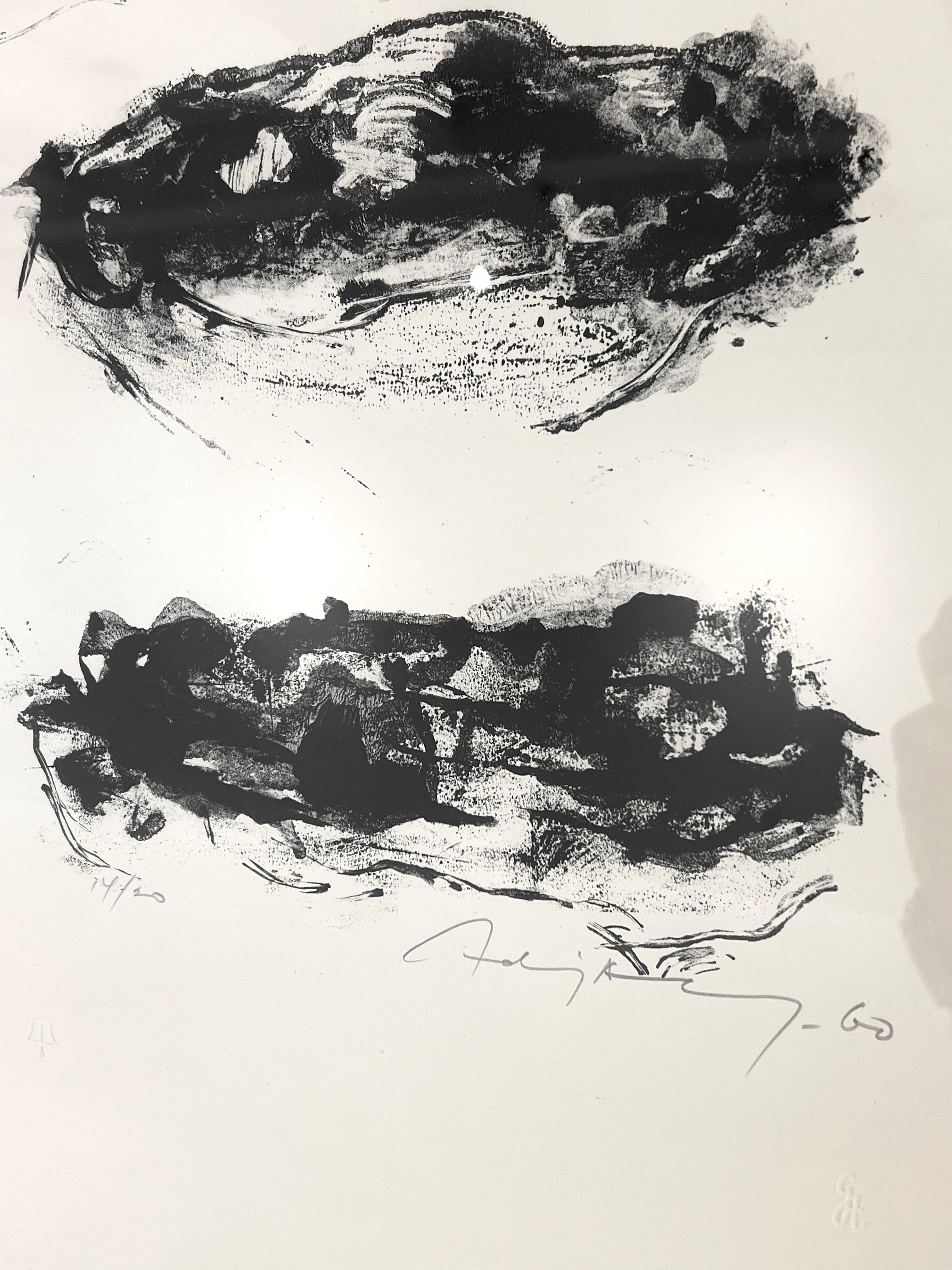 Lithographie 'Komposition II' von Adja Yunkers (Holz) im Angebot