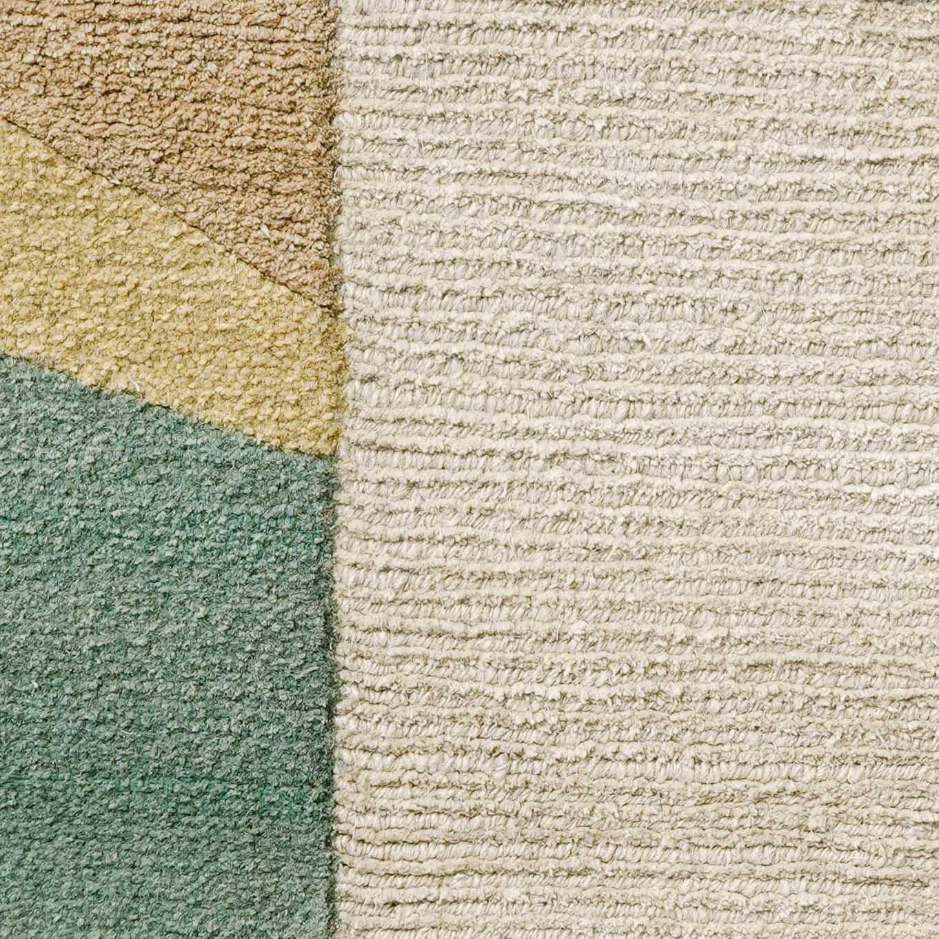 Hand-Knotted Tapis Rouge rug Composition IV, Green Beige Kids room Wool Silk, in Stock  For Sale