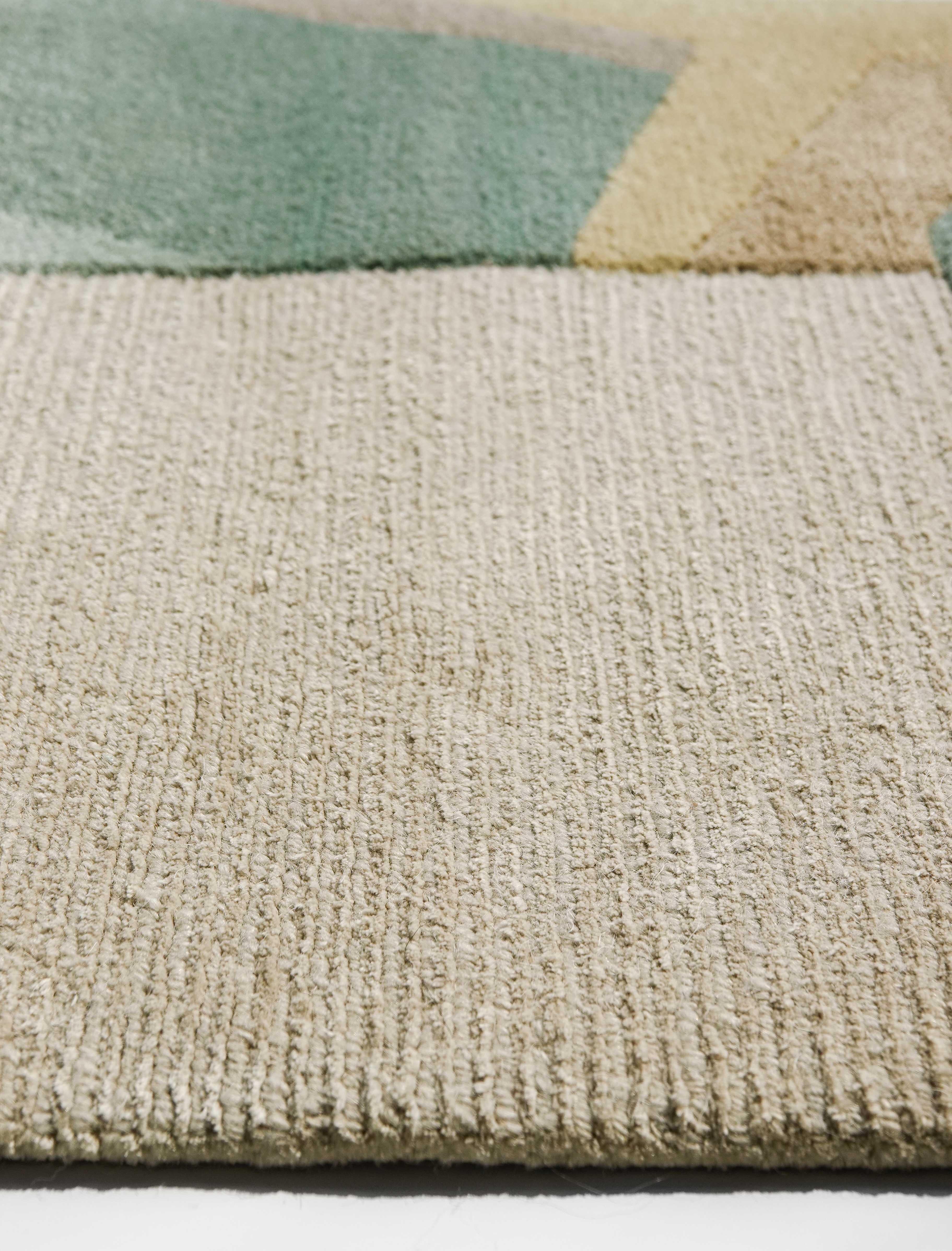 Tapis Rouge rug Composition IV, Green Beige Kids room Wool Silk, in Stock  In New Condition For Sale In Seattle, WA