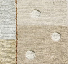 Composition IX, Blue Beige Contemporary Hand Knotted Wool Silk Rug, in Stock