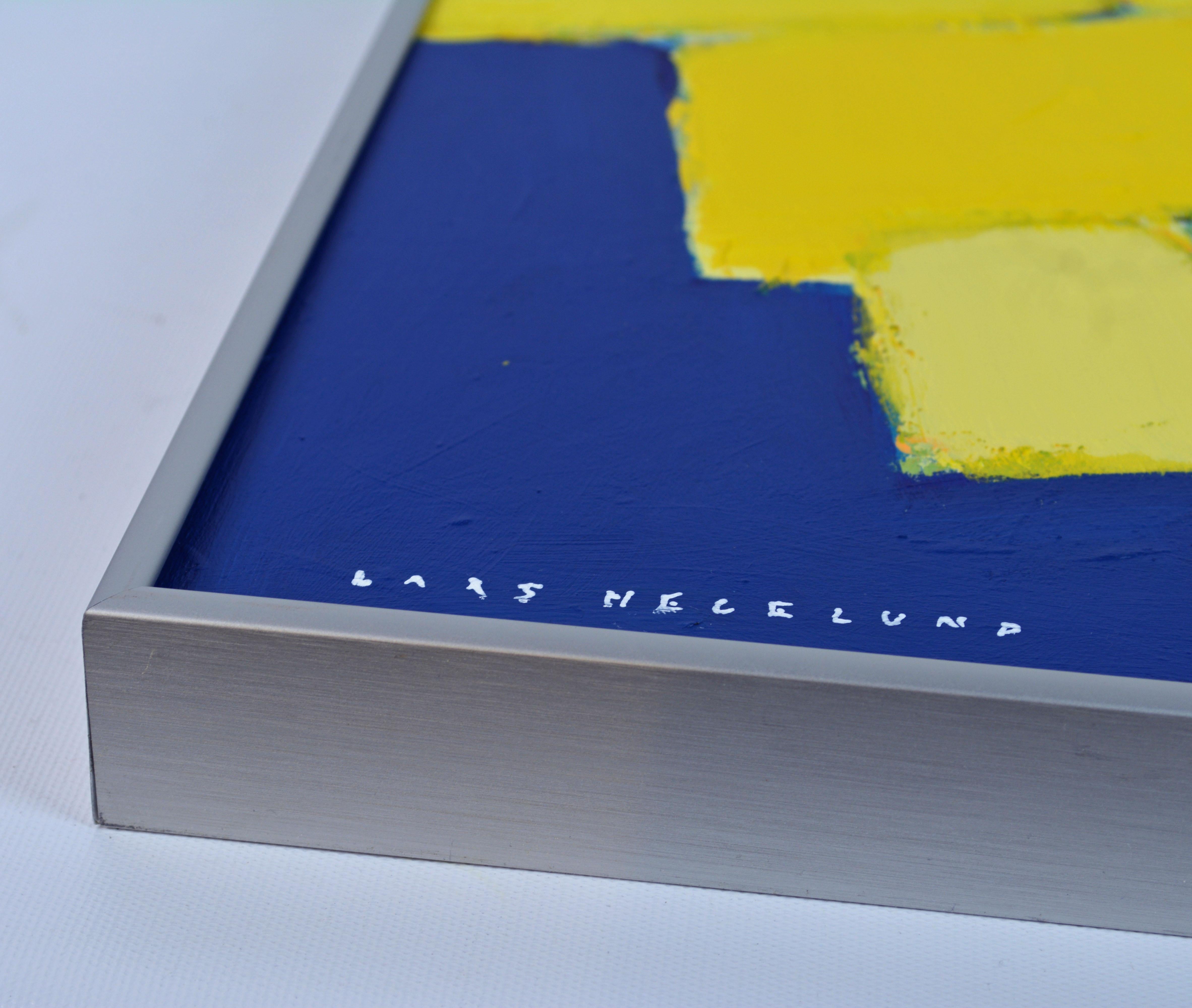 'Composition Jaune sur Fond Bleu' Original Abstract Painting by Lars Hegelund 3