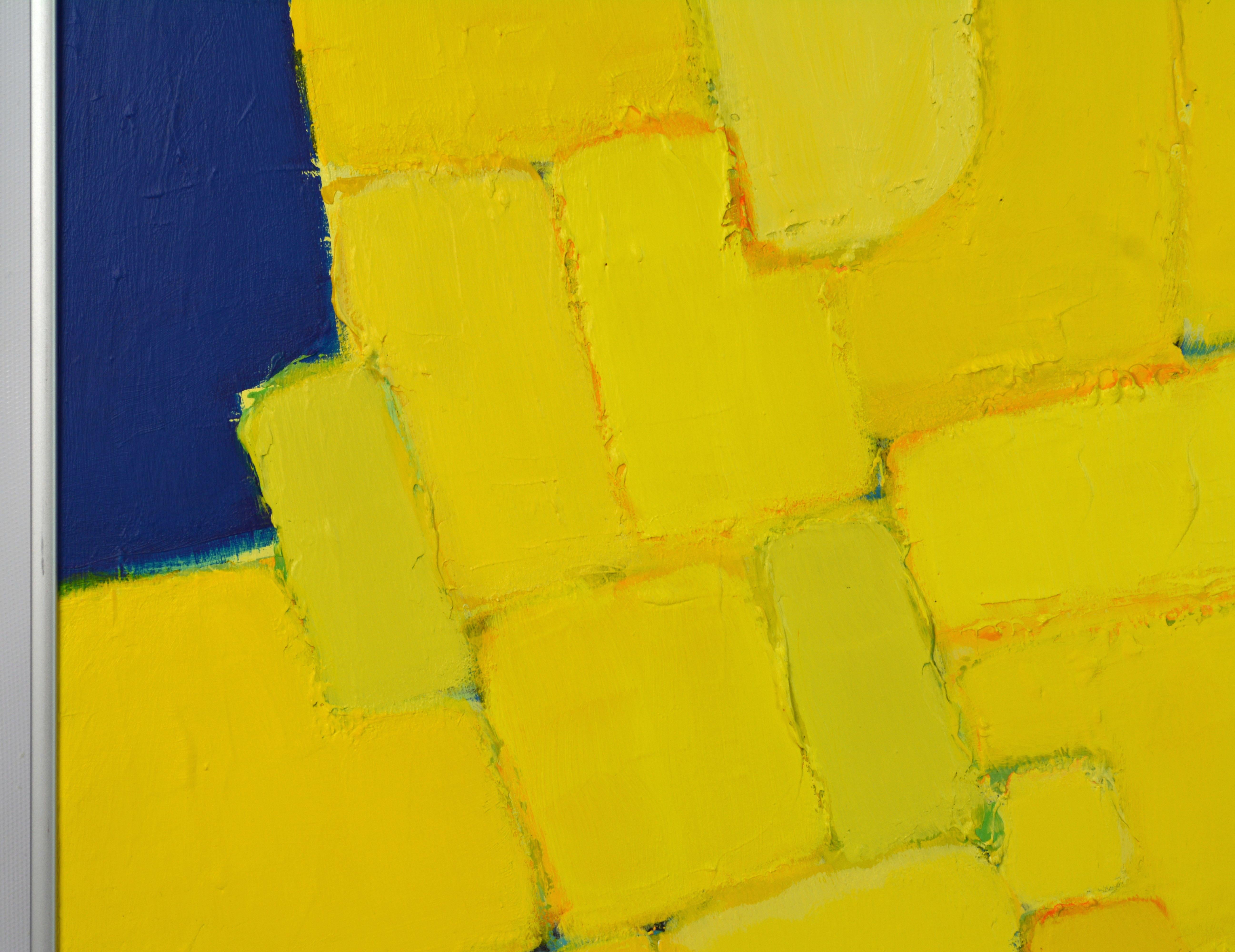 Modern 'Composition Jaune sur Fond Bleu' Original Abstract Painting by Lars Hegelund