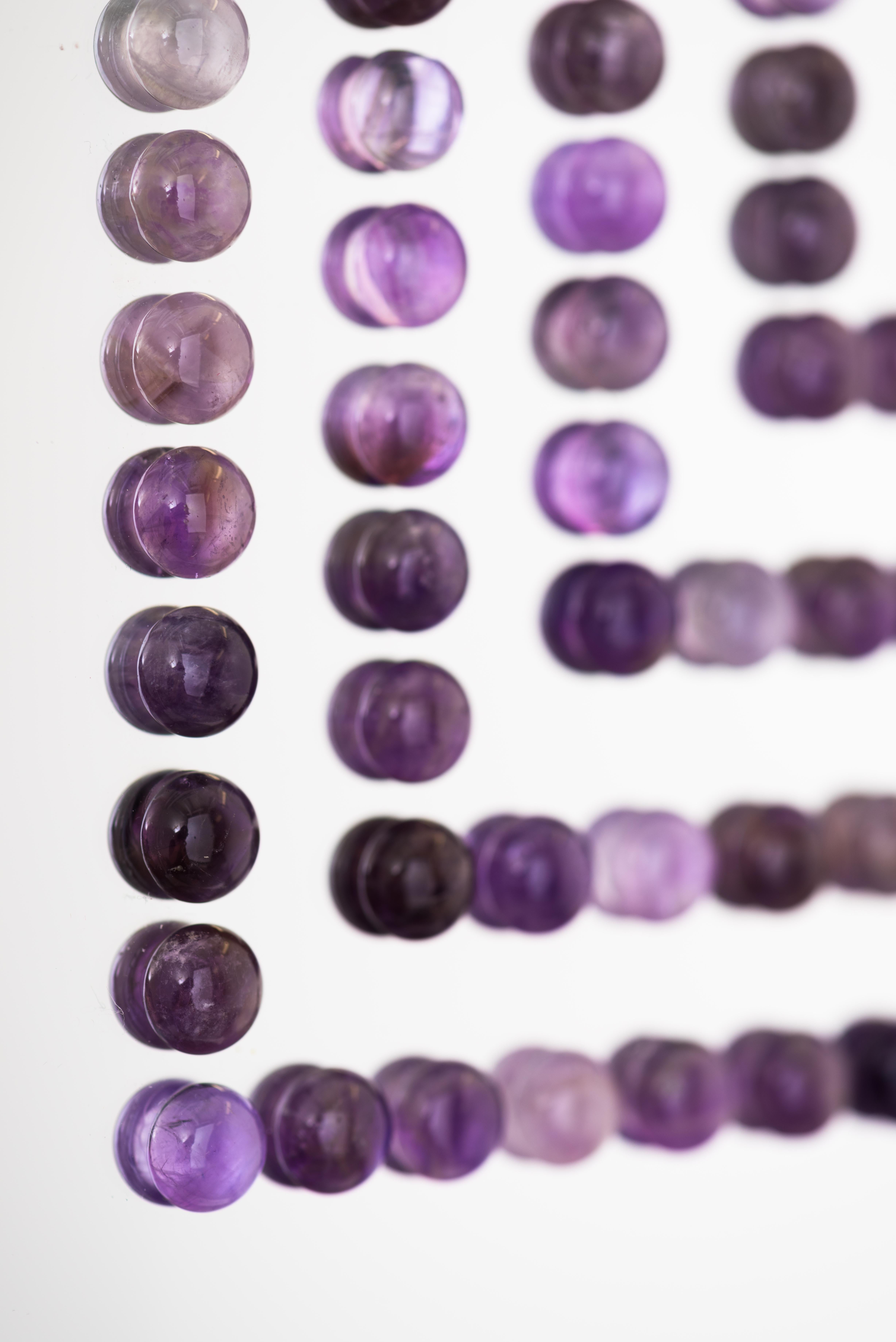 Composition of Wall Mirrors, Adorned with Amethysts, Handmade by Aline Erbeia For Sale 2