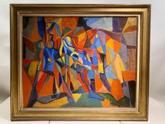 "Composition", Oil on Canvas, 1967 by Guy Roussille, born 1944