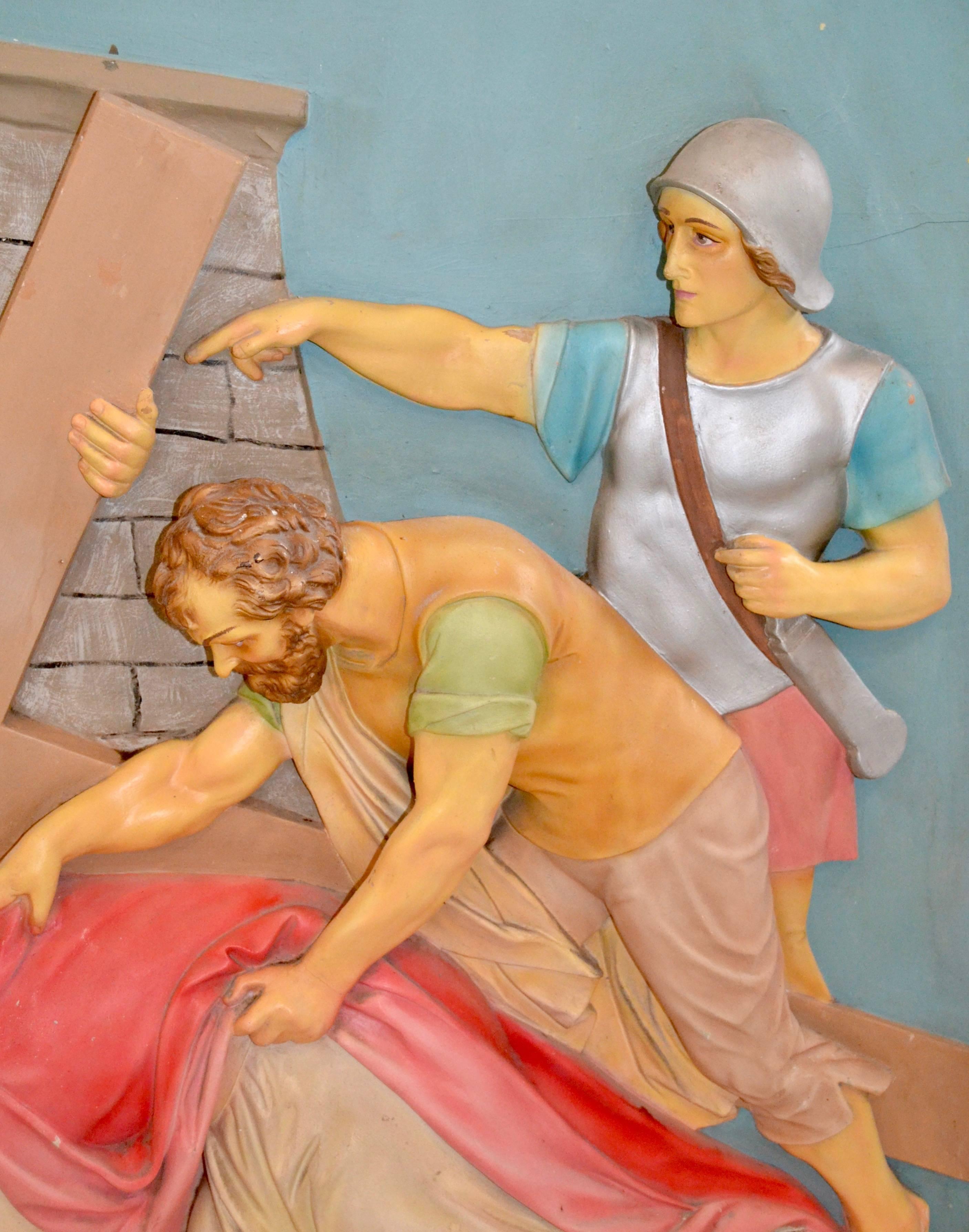Early 20th Century Composition Plaster Station of the Cross For Sale