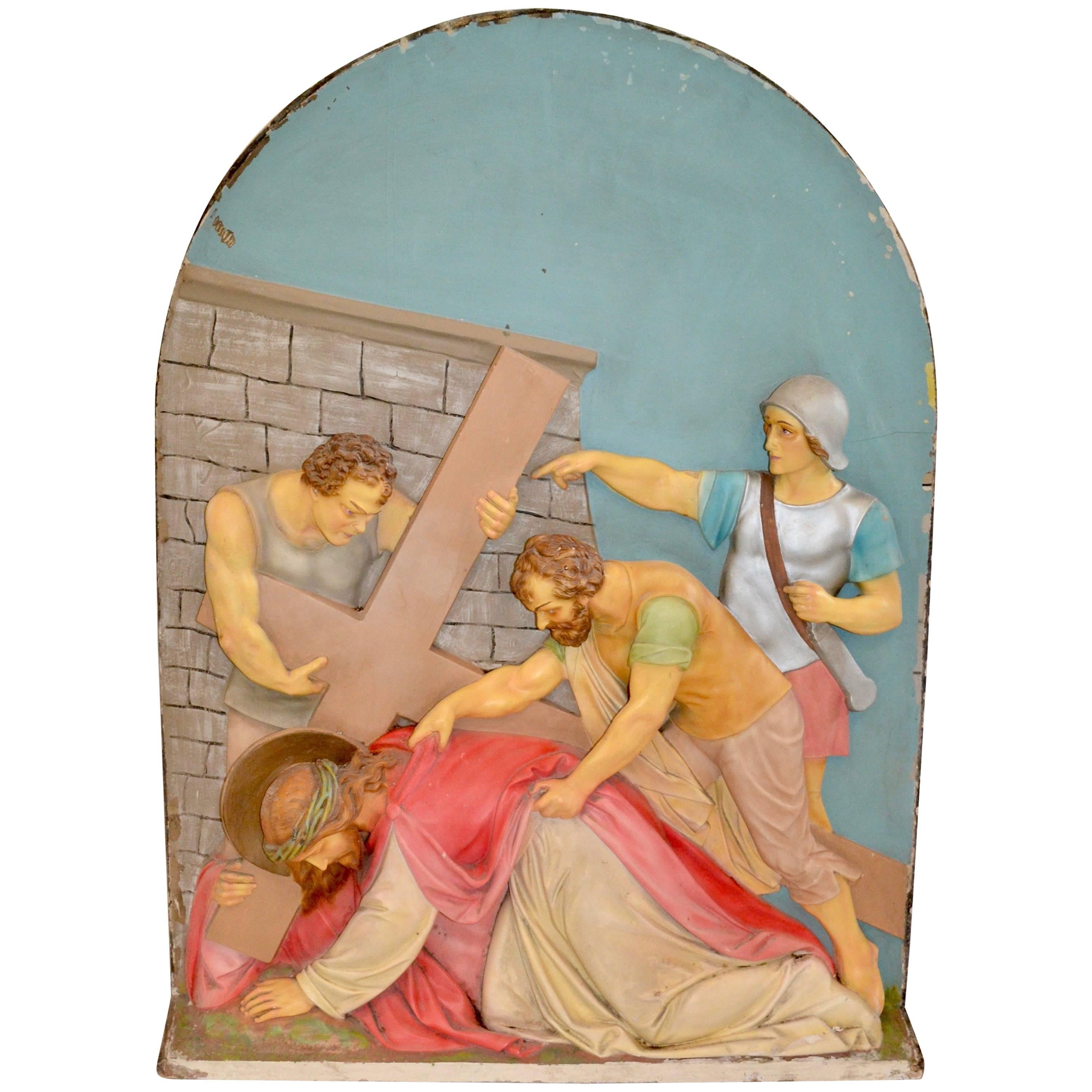 Composizione in gesso Stazione della Croce