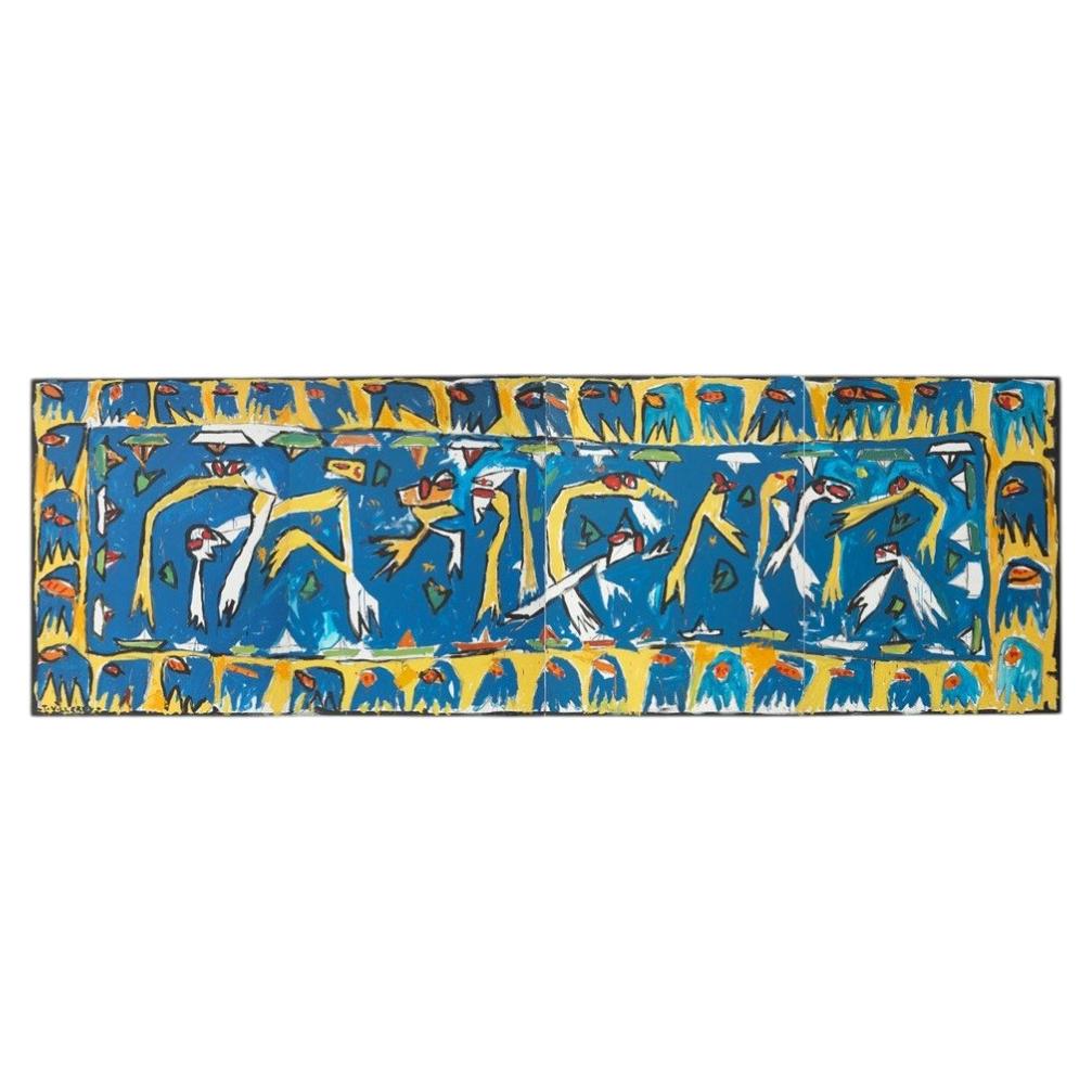"Composition", set of four painted canvases, 1970s For Sale