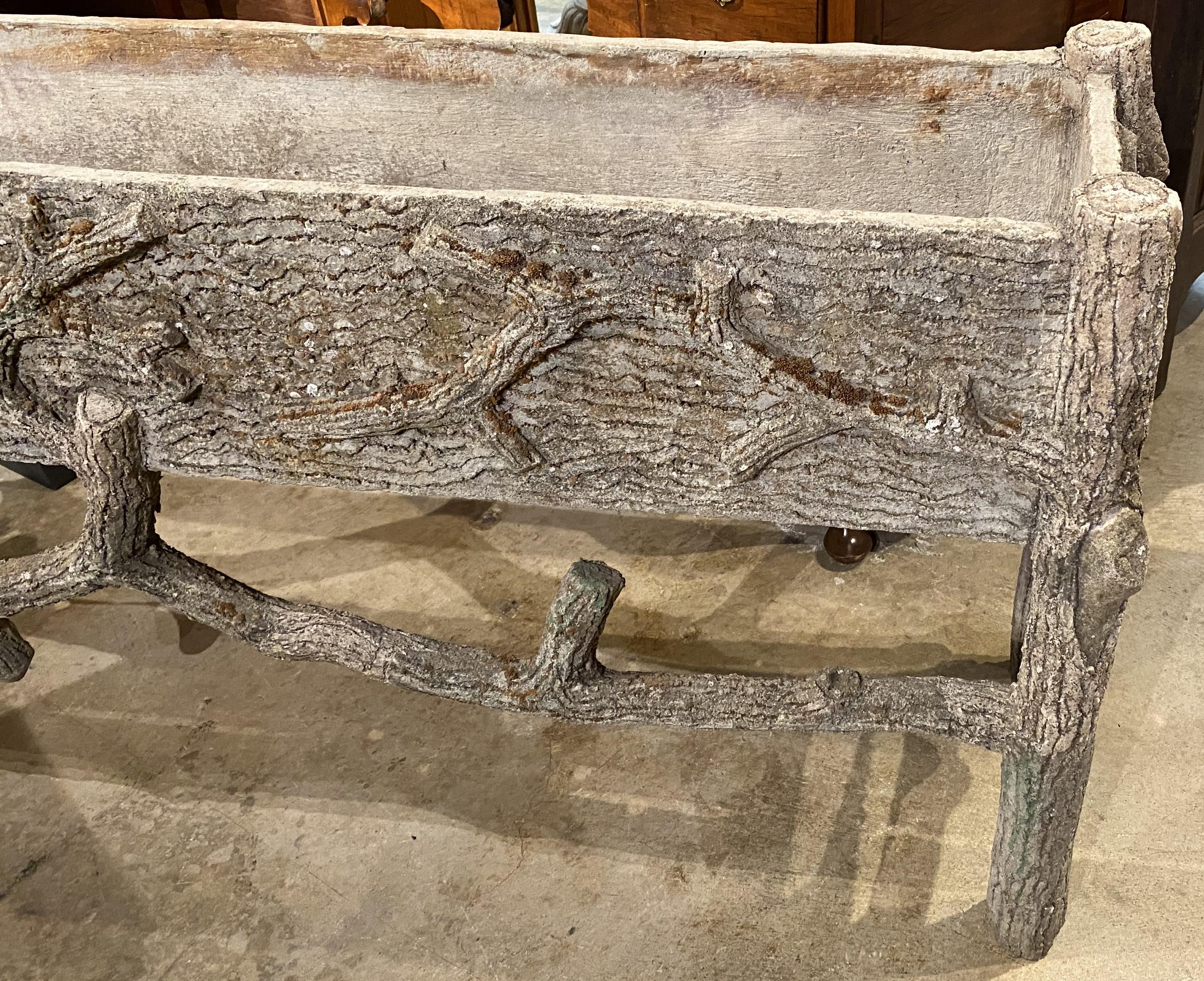 Molded Composition Stone Rustic Faux Bois Planter