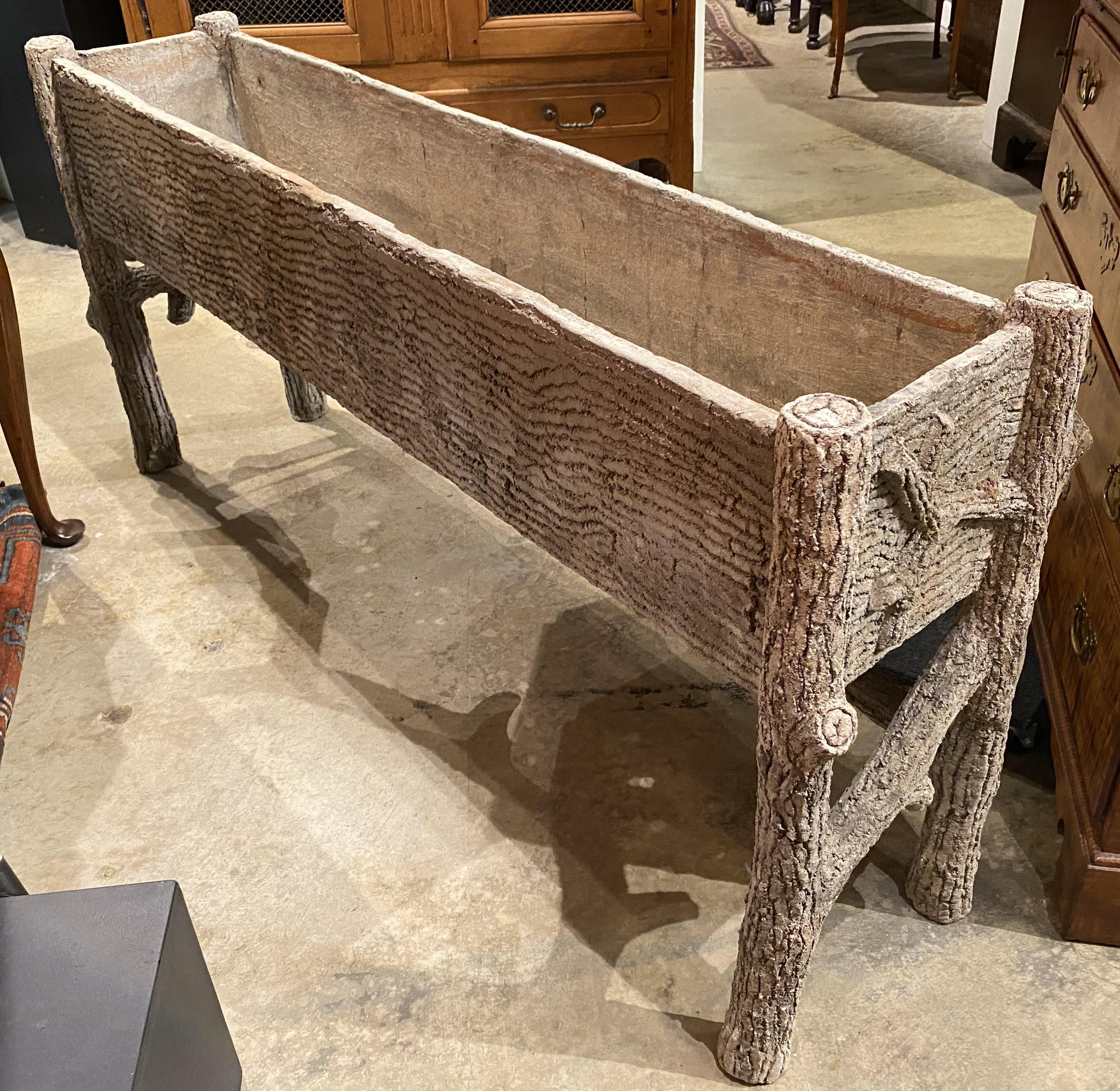 Composition Stone Rustic Faux Bois Planter 2