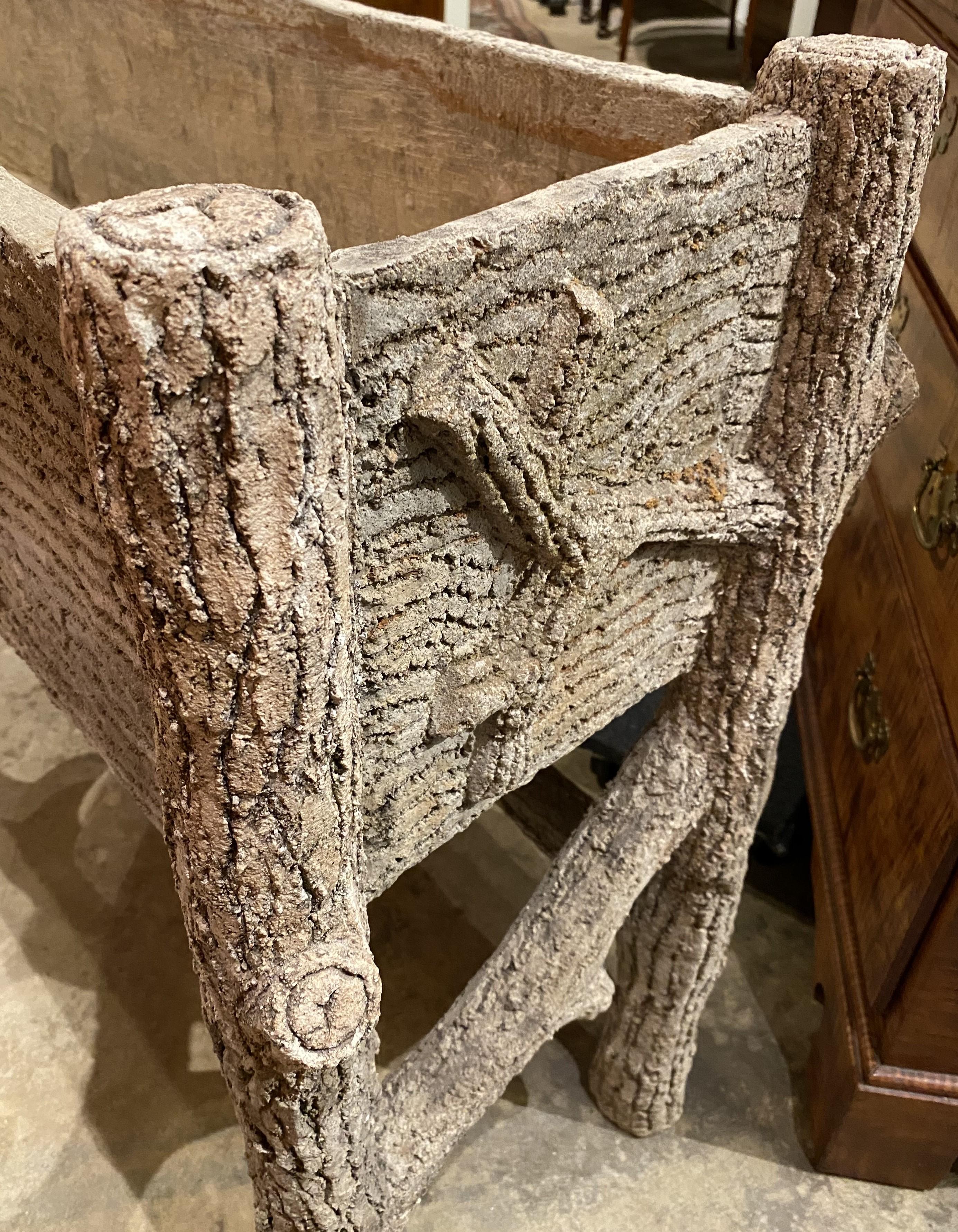 Composition Stone Rustic Faux Bois Planter 3