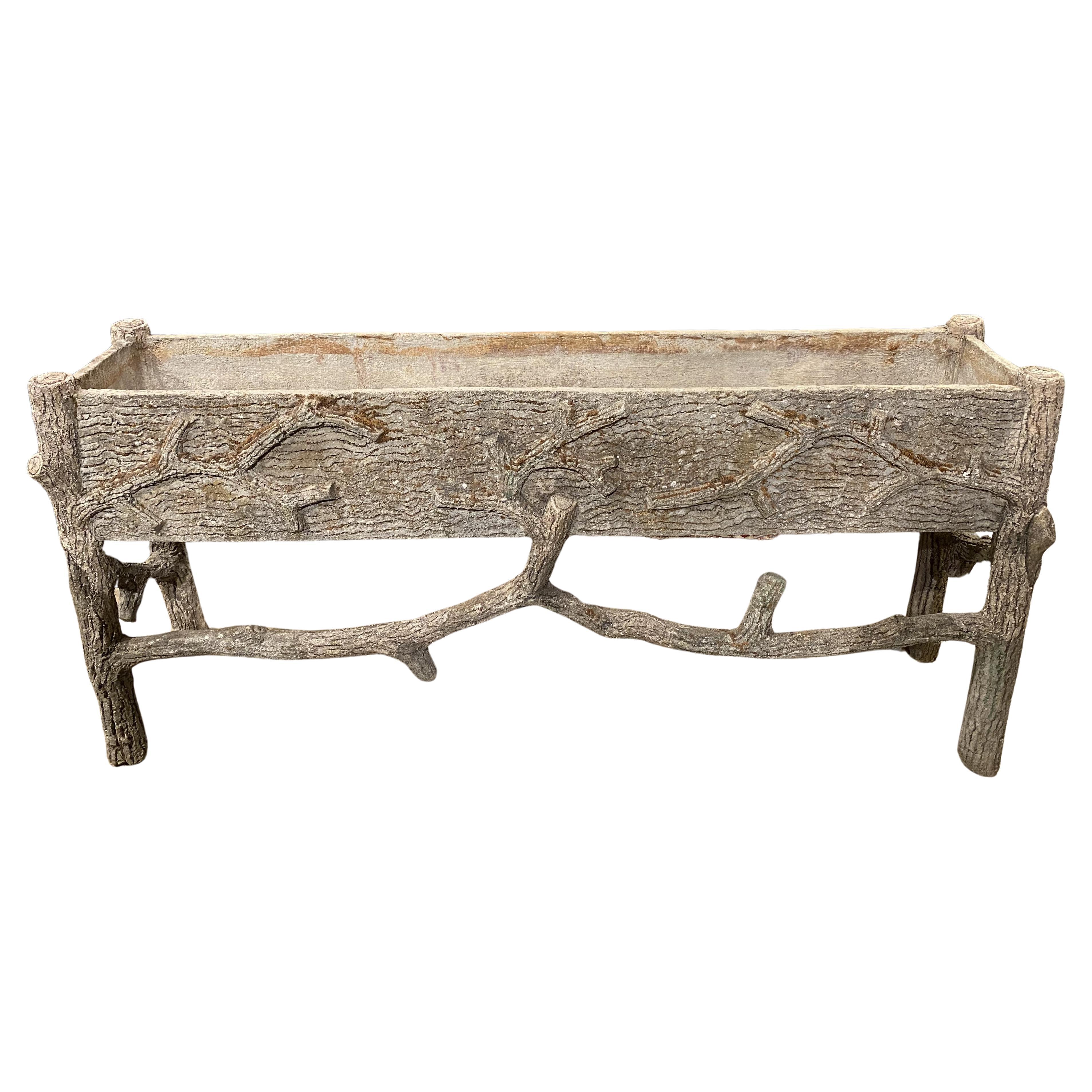 Composition Stone Rustic Faux Bois Planter
