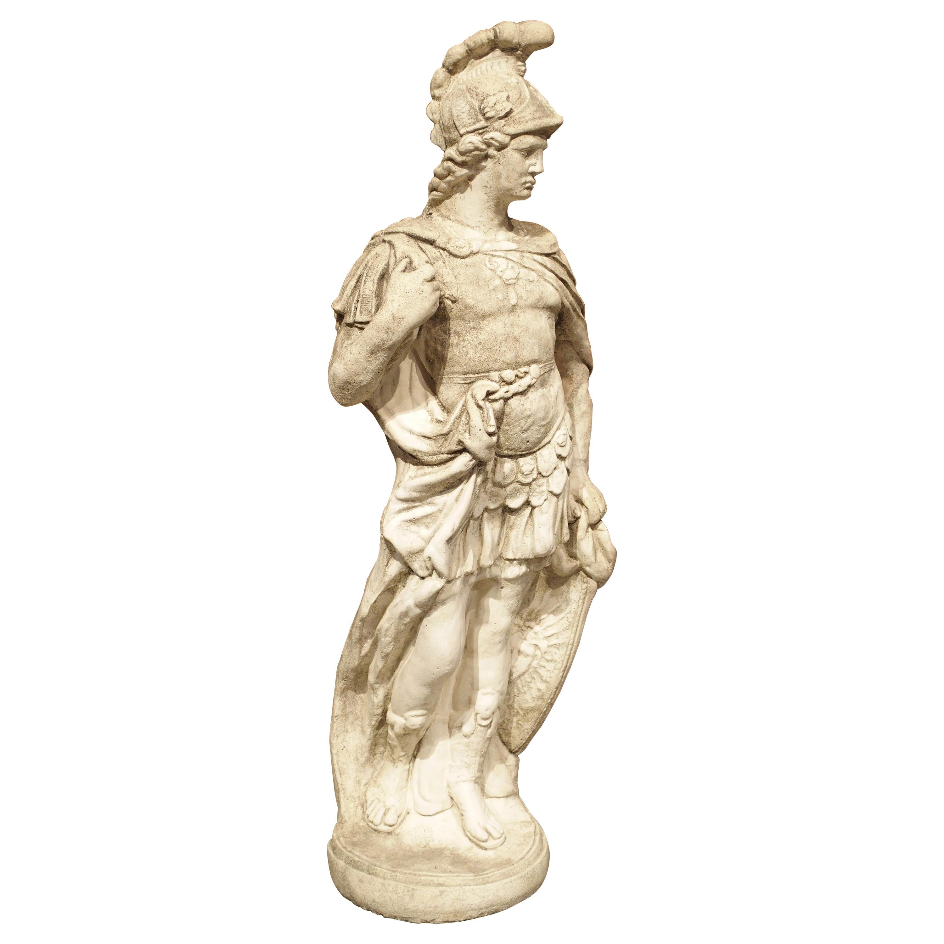 Composition Stone Statue of a Roman Soldier, 1900s For Sale