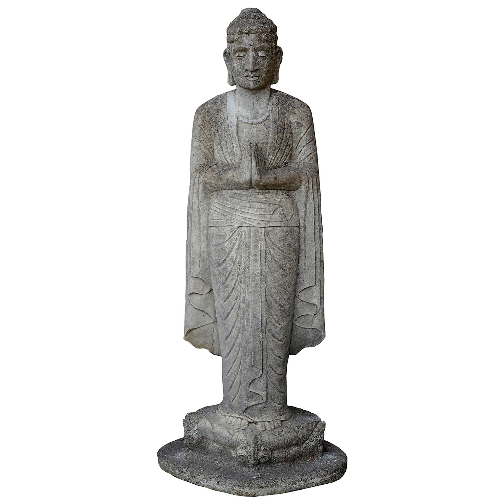 Composition Stone Tibetan Buddha, circa 1920 For Sale