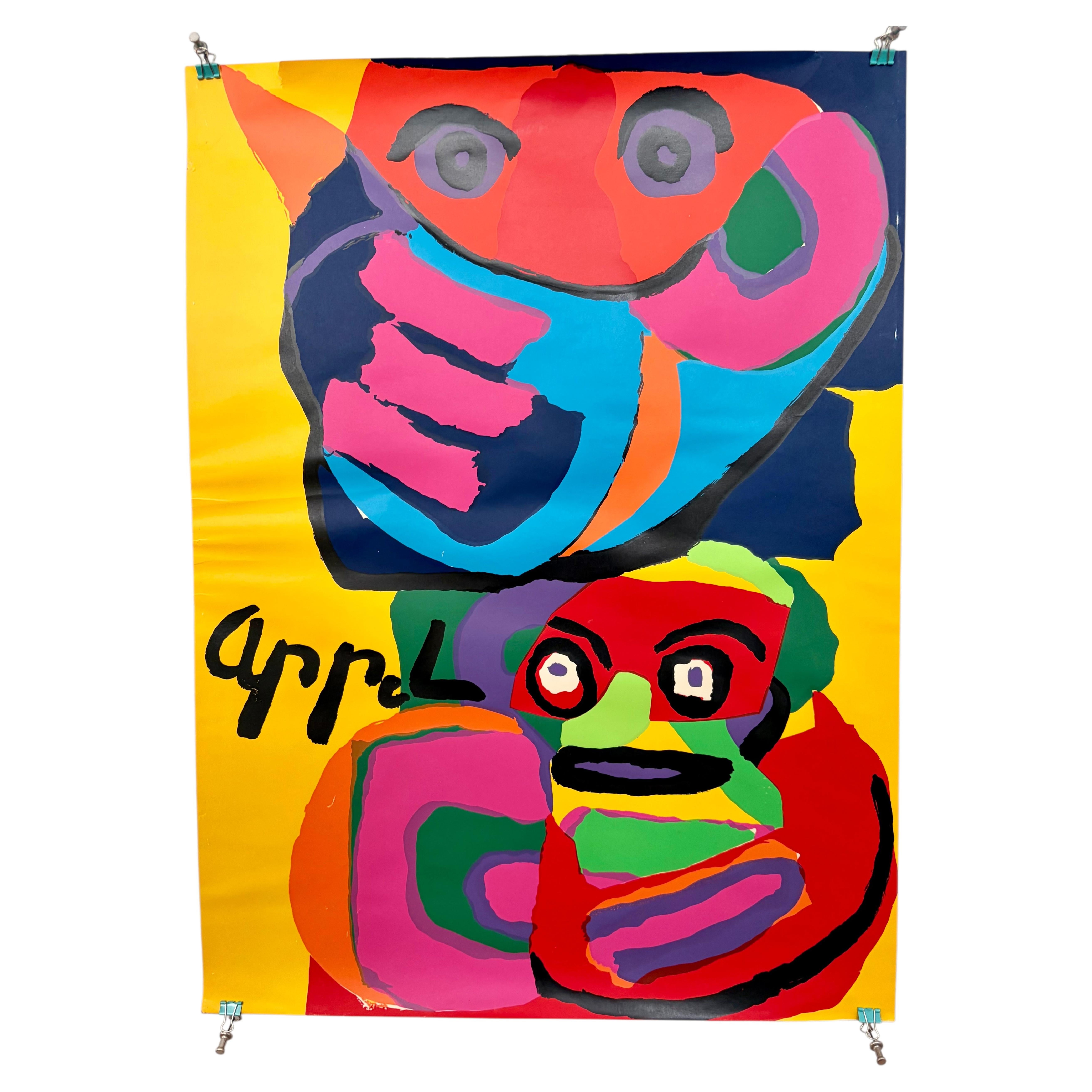 "Composition with Faces" color serigraph by Karel C. Appel, Netherlands, 1973 For Sale
