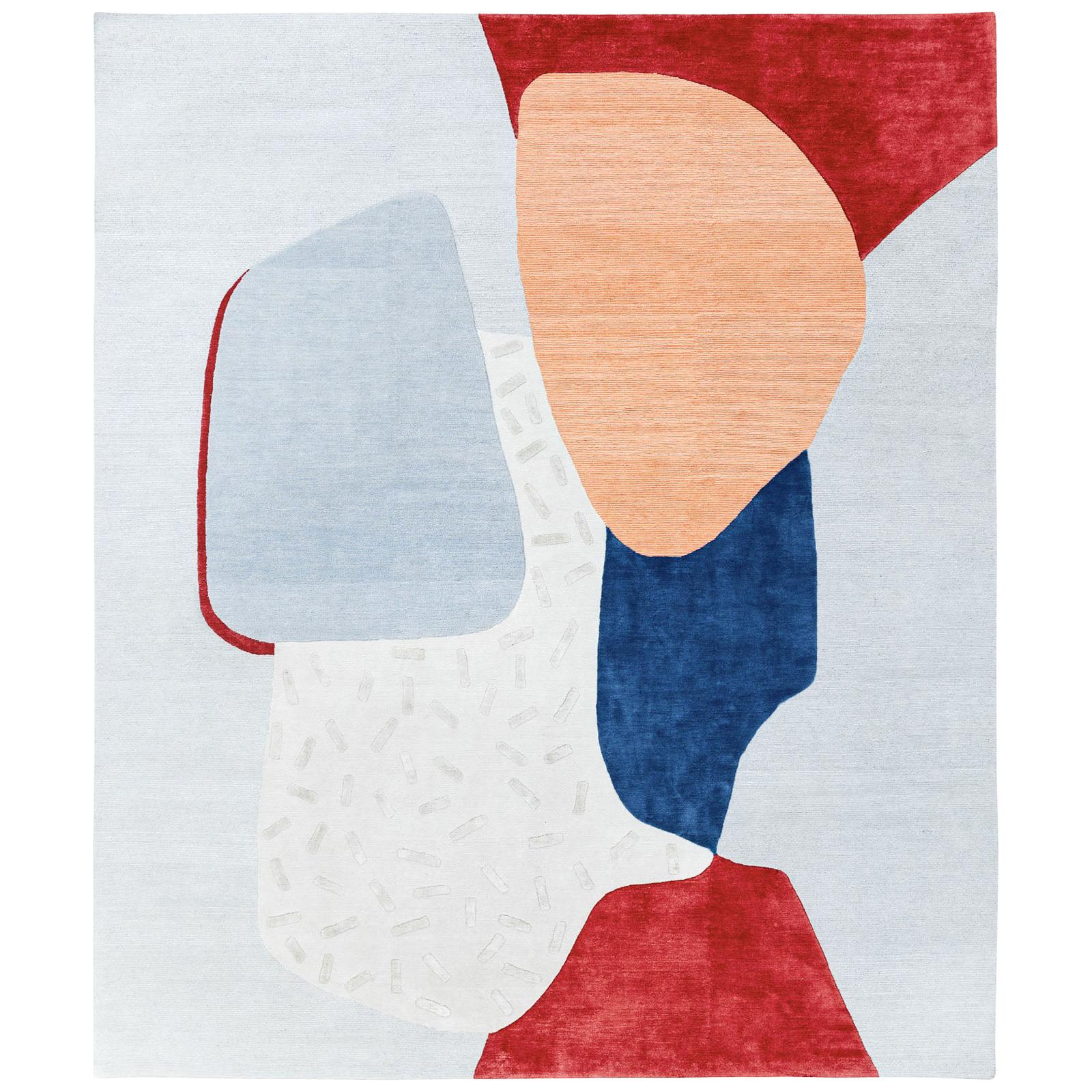 Composition X - Multi-Color Bright Hand Knotted Wool Silk Rug
