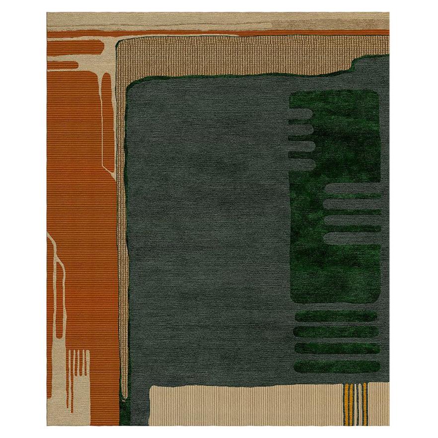 Composition XIII.II - Multicolor Modern Hand Knotted Wool Silk Rug