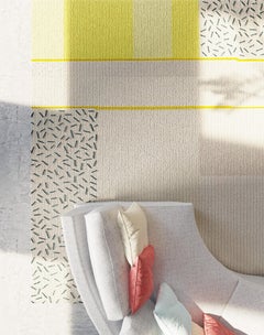 Composition XIX - Yellow Designer Hand Knotted Wool Silk Rug