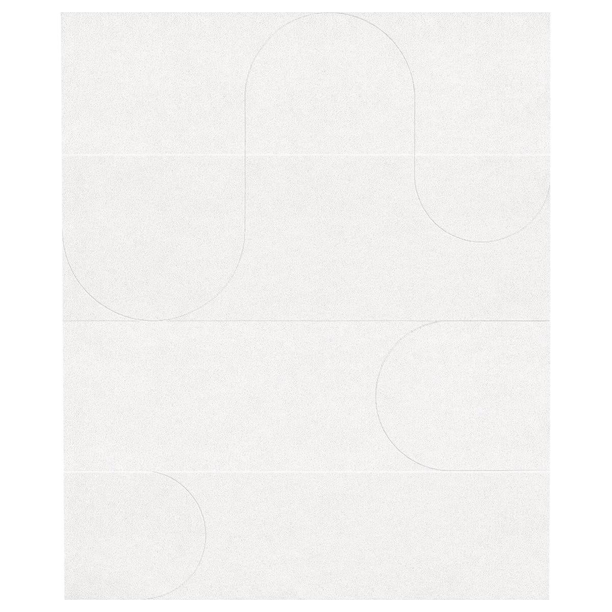 Composition XX - Grey Plain Hand Knotted Wool Silk Rug For Sale