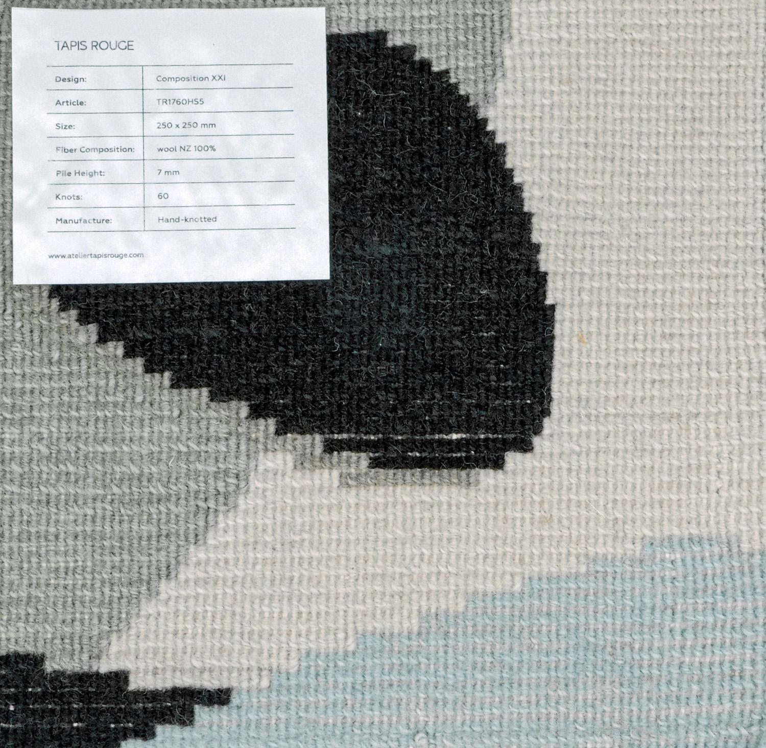 Laine Tapis Composition XXI en laine et soie nouée à la main, disponible en stock en vente