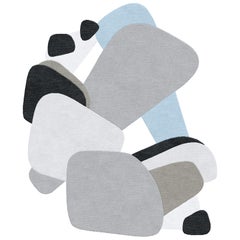 Tapis Composition XXI en laine et soie nouée à la main, disponible en stock