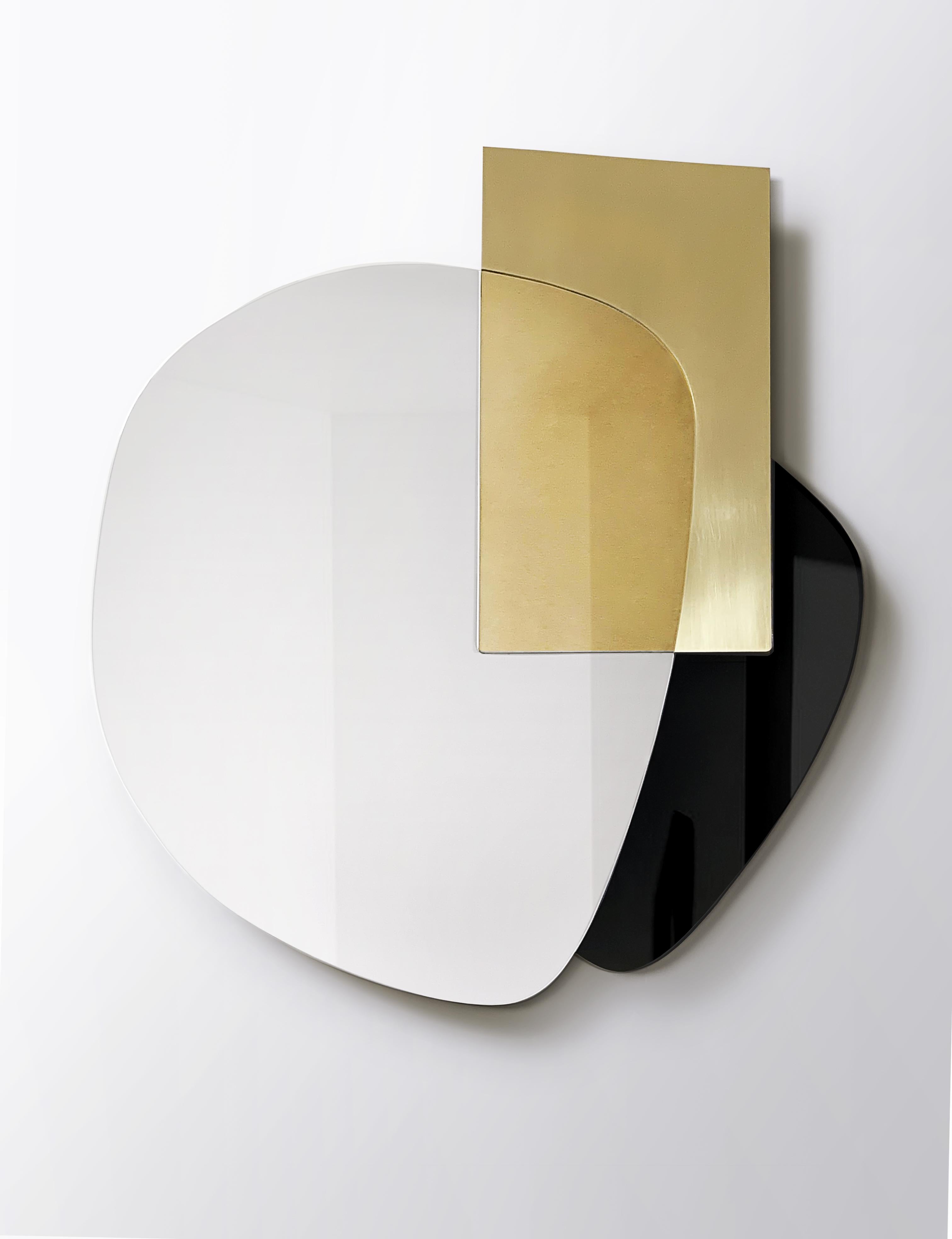 Brass Composizione Astratta Contemporary Wall Mirror by Studio Zero For Sale