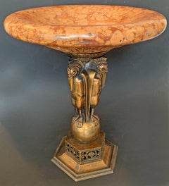 'Compote with Stork’, Monumental Marble and Bronze Sculpture by Oscar Bach