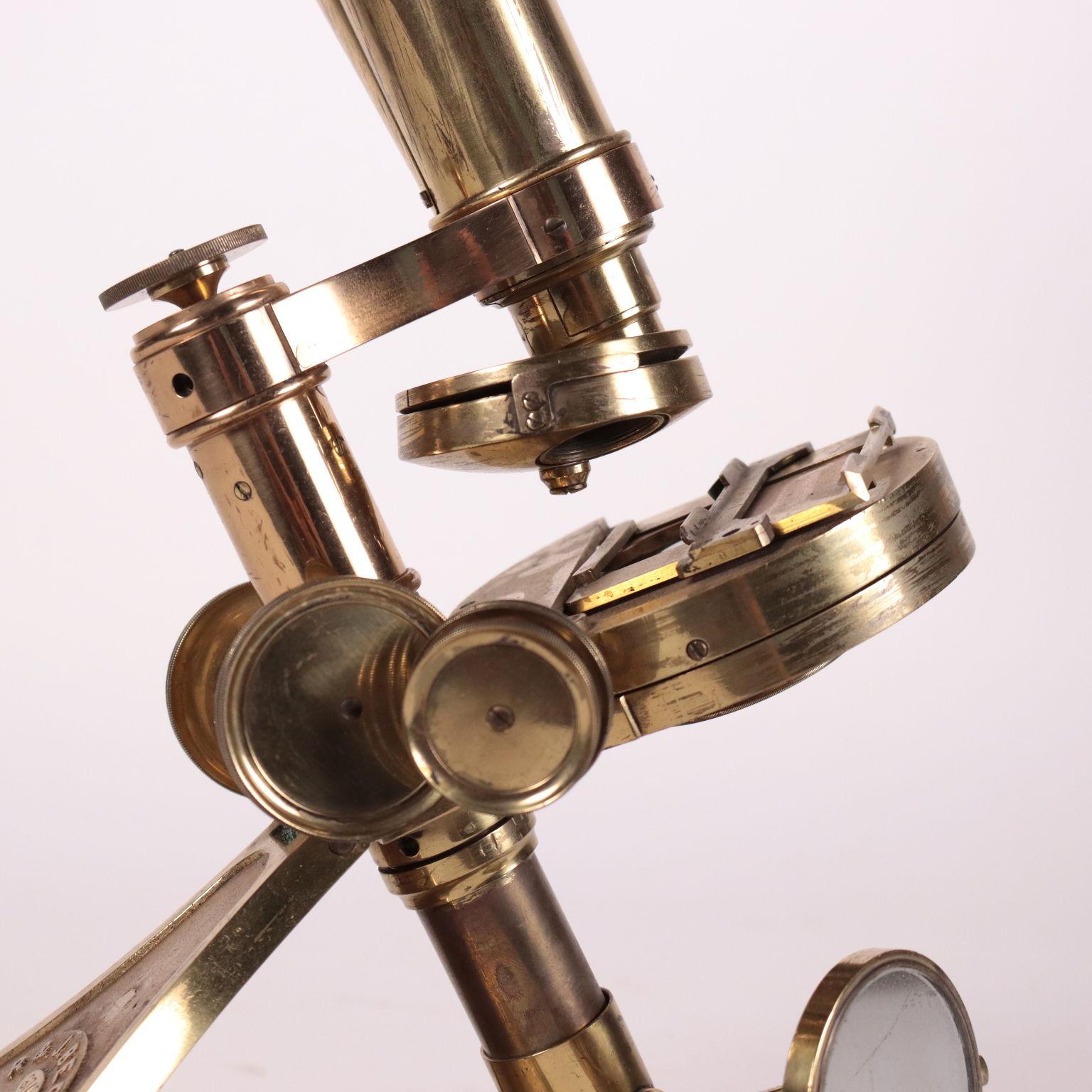English Compound Binocular Microscope R & J Beck Brass Mahogany London England