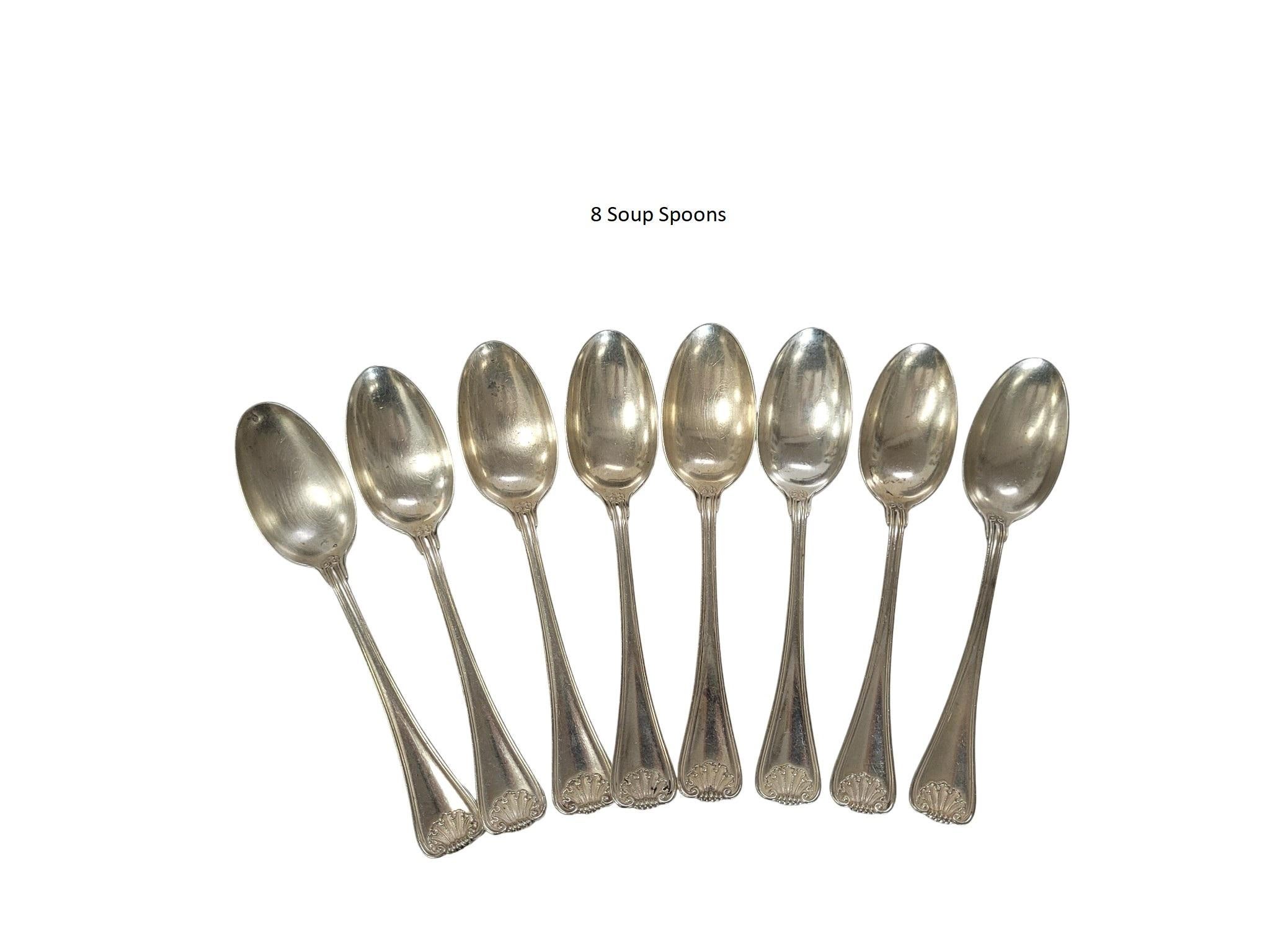 114 Piece Set of Rosmüller & Comp. 800 Silver Flatware Set, Pforzheim, Germany For Sale 9