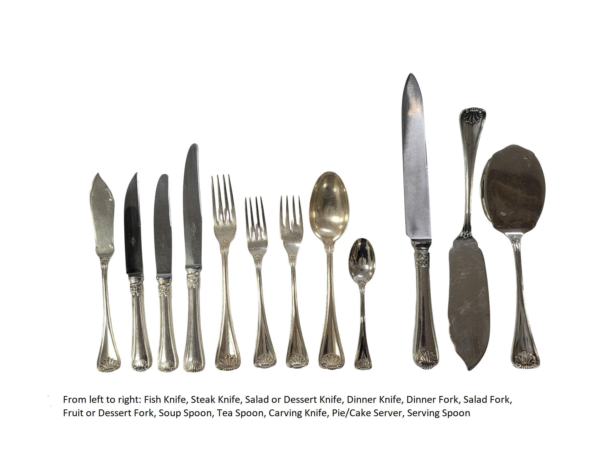 114 Piece Set of Rosmüller & Comp. 800 Silver Flatware Set, Pforzheim, Germany In Good Condition For Sale In North Palm Beach, FL