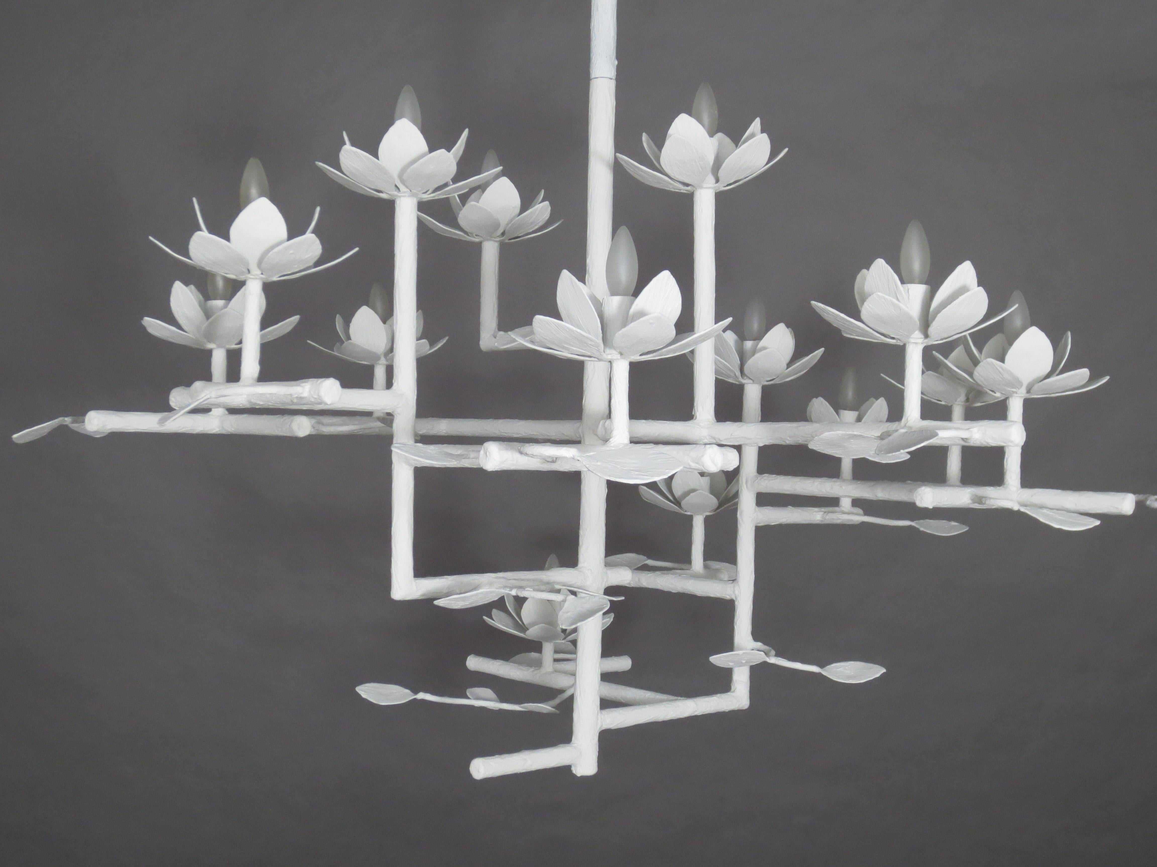 Metal Compressed Lotus Plaster Chandelier For Sale
