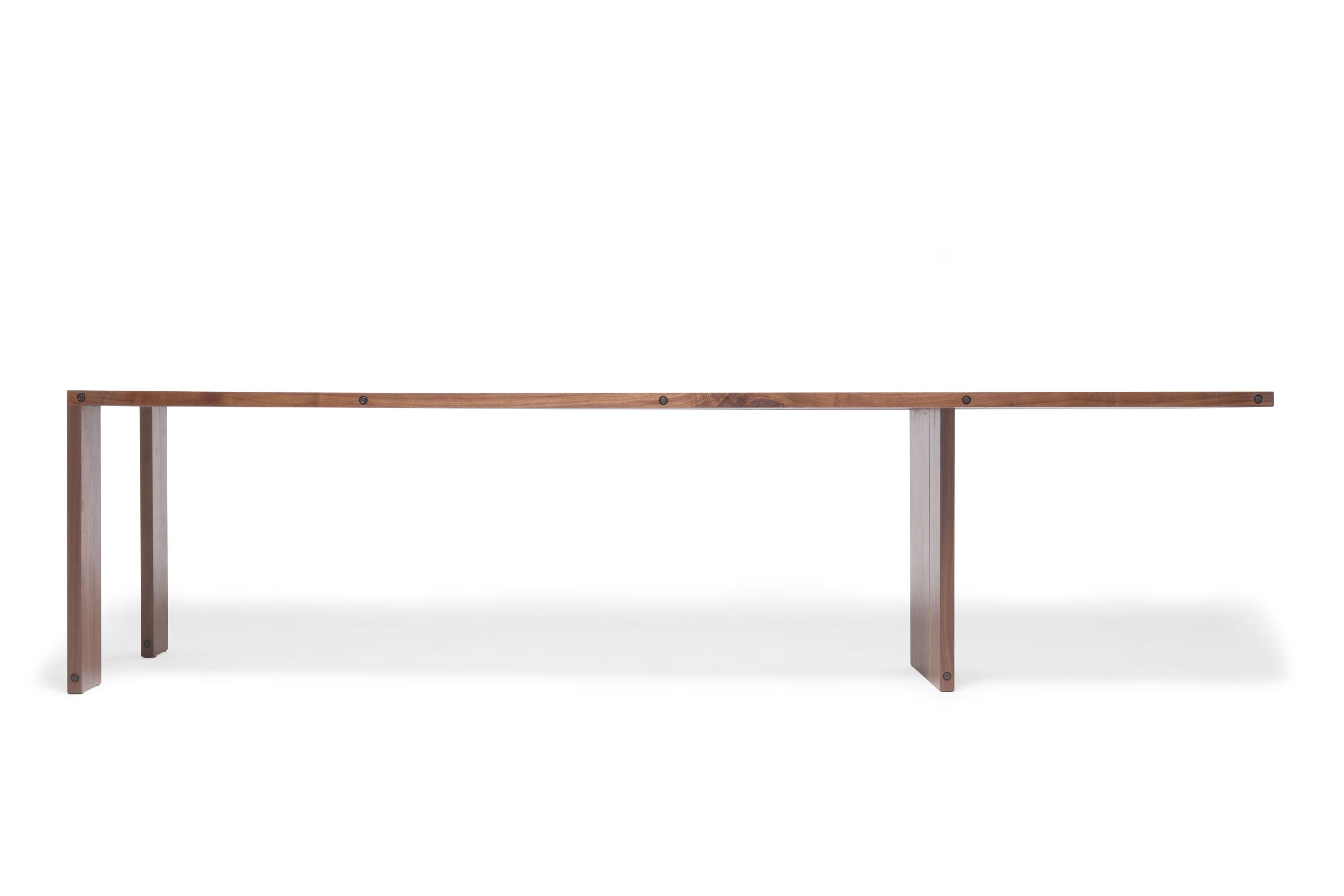 Modern Compression Dining Table in Walnut Wood For Sale