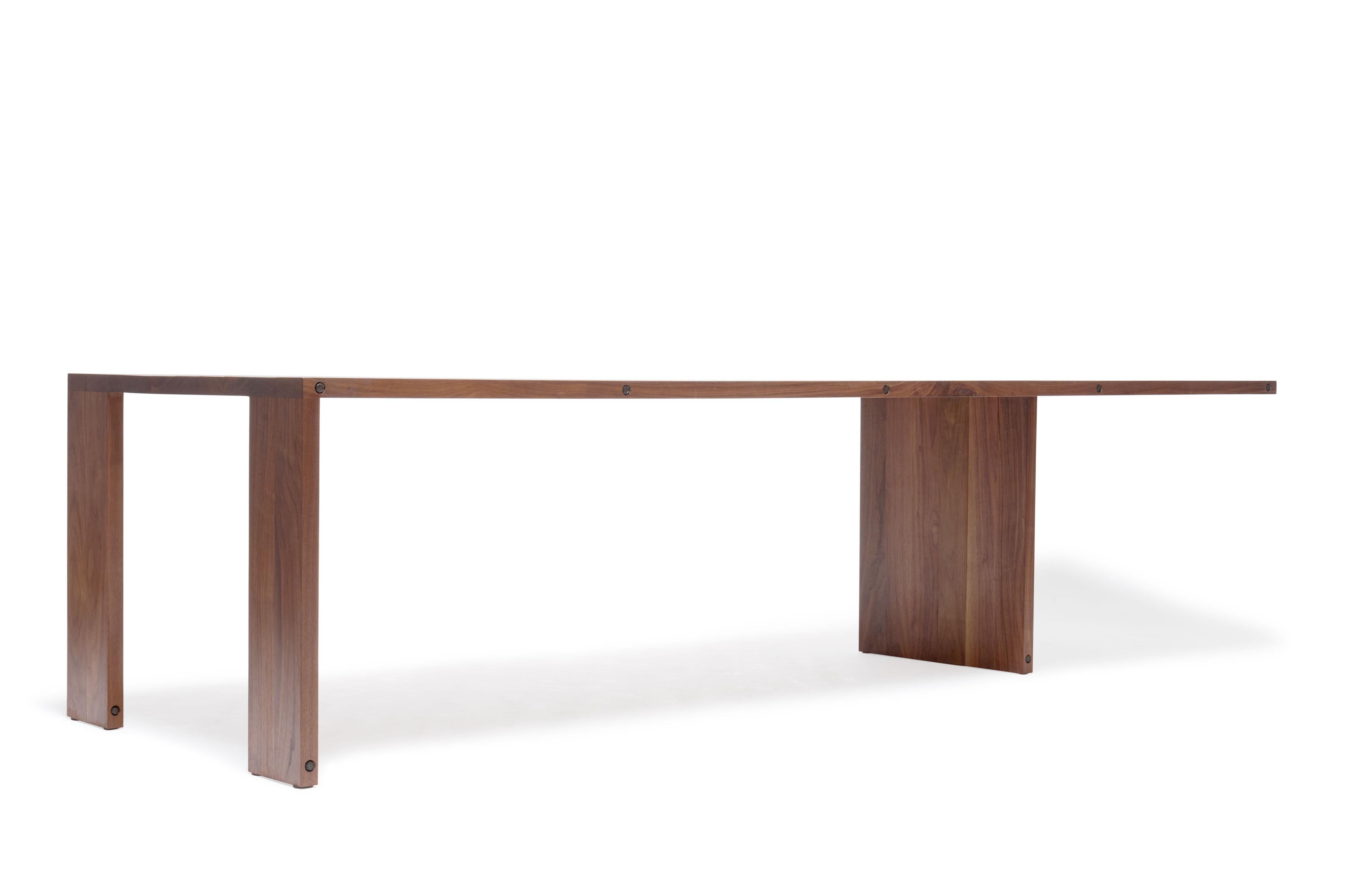 American Compression Dining Table in Walnut Wood For Sale