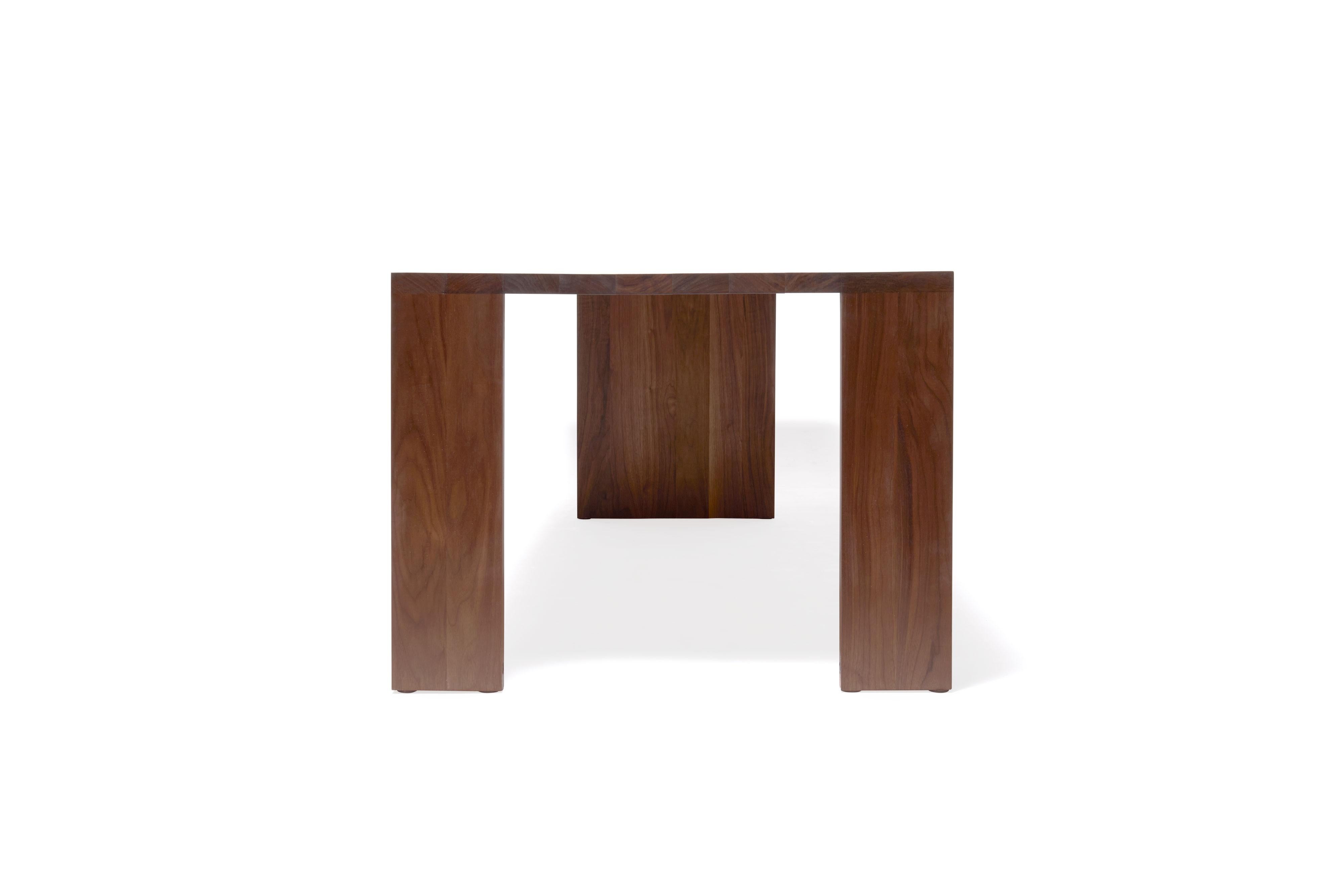 Woodwork Compression Dining Table in Walnut Wood For Sale