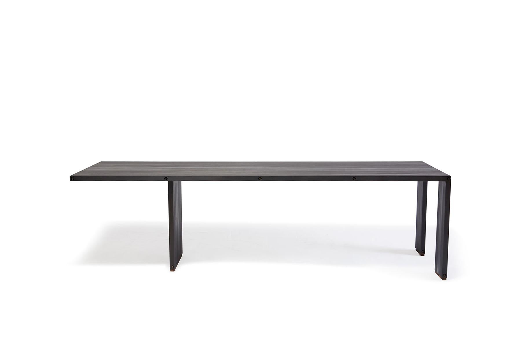 Modern Compression Table in Blackened Aluminum For Sale