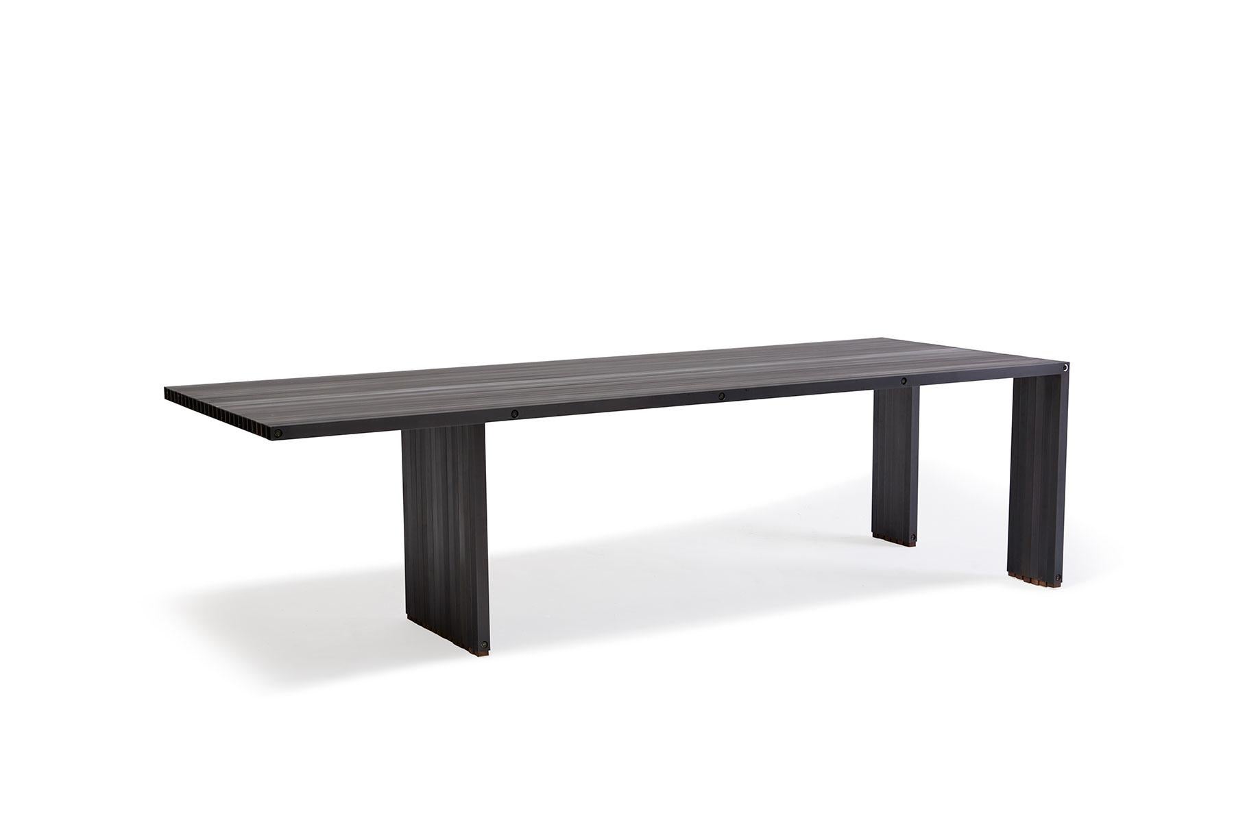 Metalwork Compression Table in Blackened Aluminum For Sale