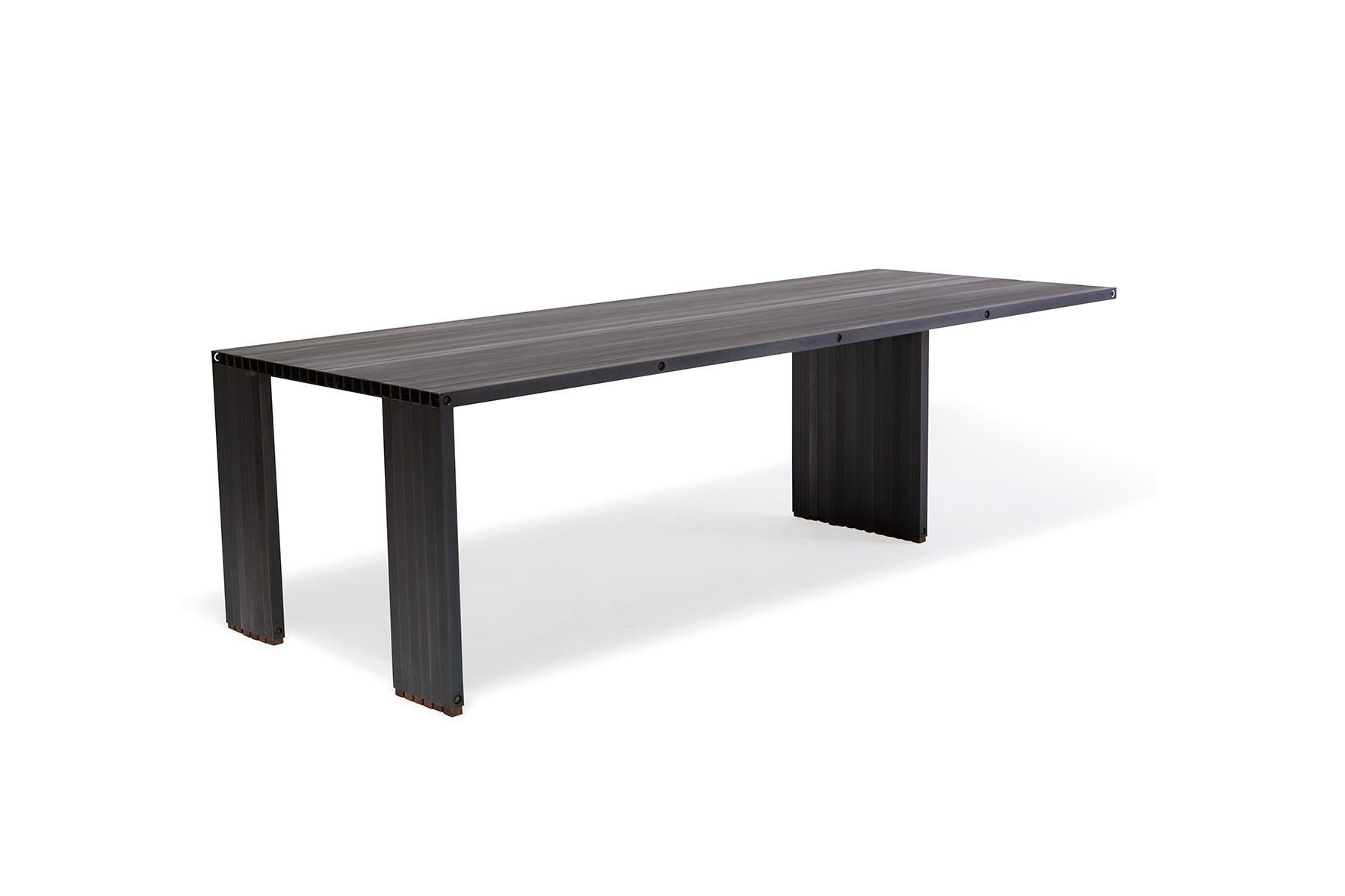 Contemporary Compression Table in Blackened Aluminum For Sale