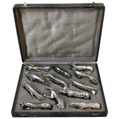 Comptoir General, French Art Deco Knife Rests Set 12 Pc, Animals, Original Box